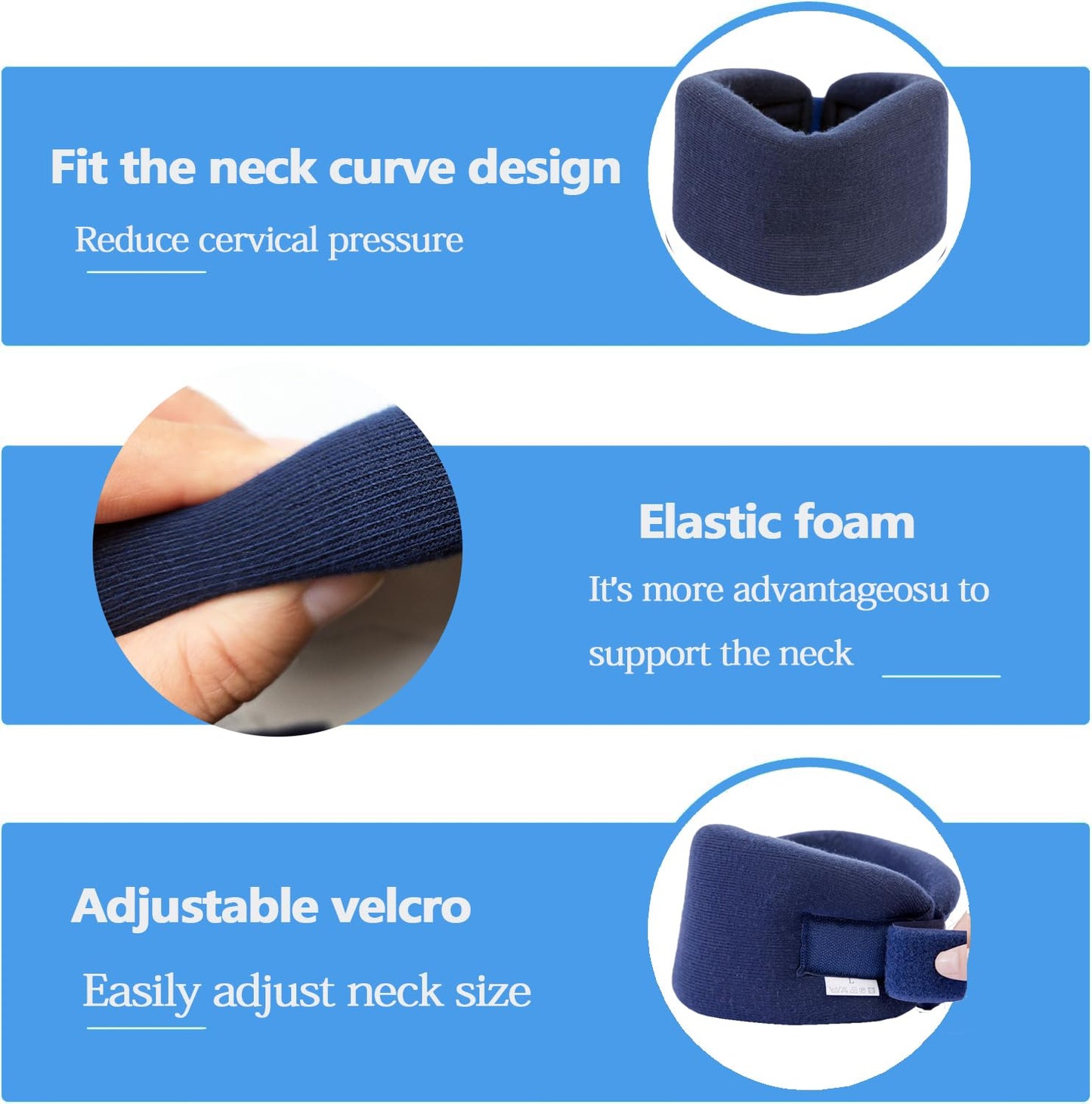 Neck Braces for Neck Pain and Support High-Density Comfort Cervical Collar for Vertebrae Stable and Aligned, Relieve Injury Spine Pressure – Neck Brace for Women & Men Sleeping, Working (1, Blue, Medium)