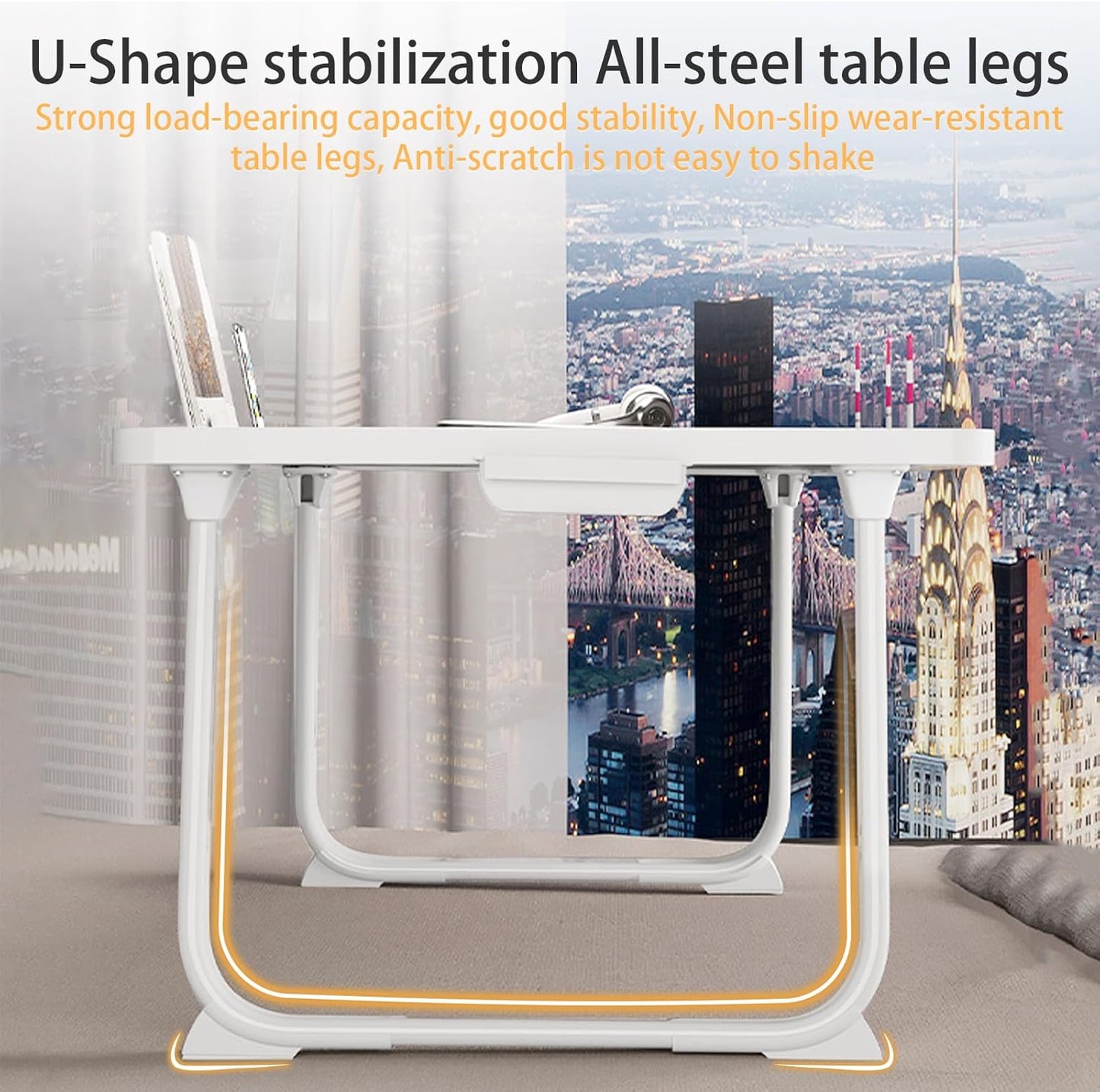 Laptop Desk for Bed, Laptop Bed Tray Table, Foldable Lap Tablet Table with Storage Drawer and Bookstand, Lap Desks Bed Trays for Sofa Couch Floor (Grey)