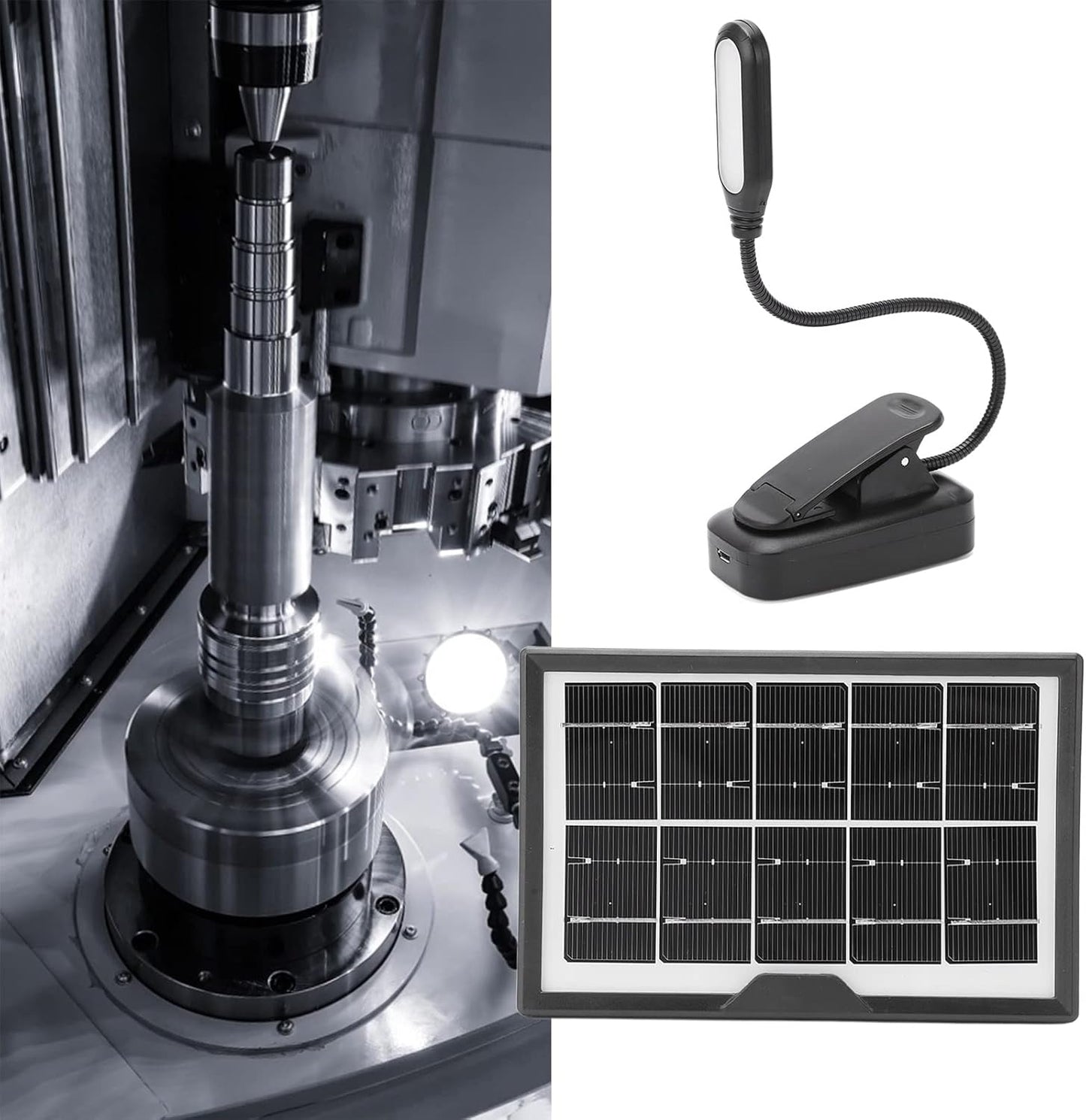Solar Clip on Book Light LED Reading Light USB Rechargeable and Solar Powered, 3 Color Temperature Flexible Neck& Clip on Black