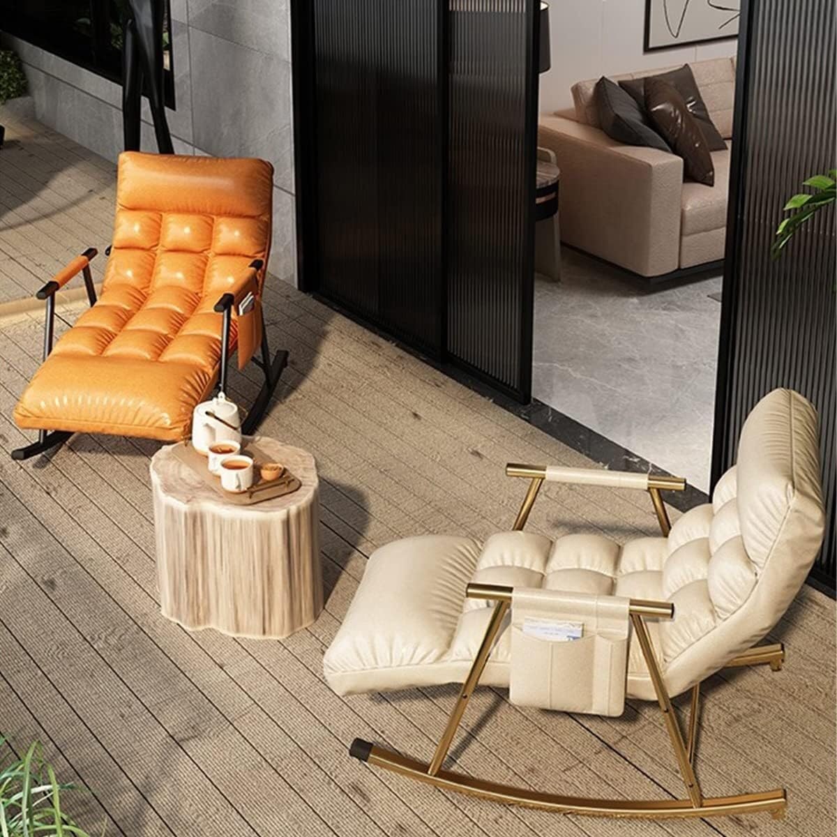 LSLYTQ Rocking Chair Lounge Sofa with Side Pockets - Adult Recliner Chair for Living Room/Bedroom, Lazy Chair Glider to Lie Down or Sleep Comfortably