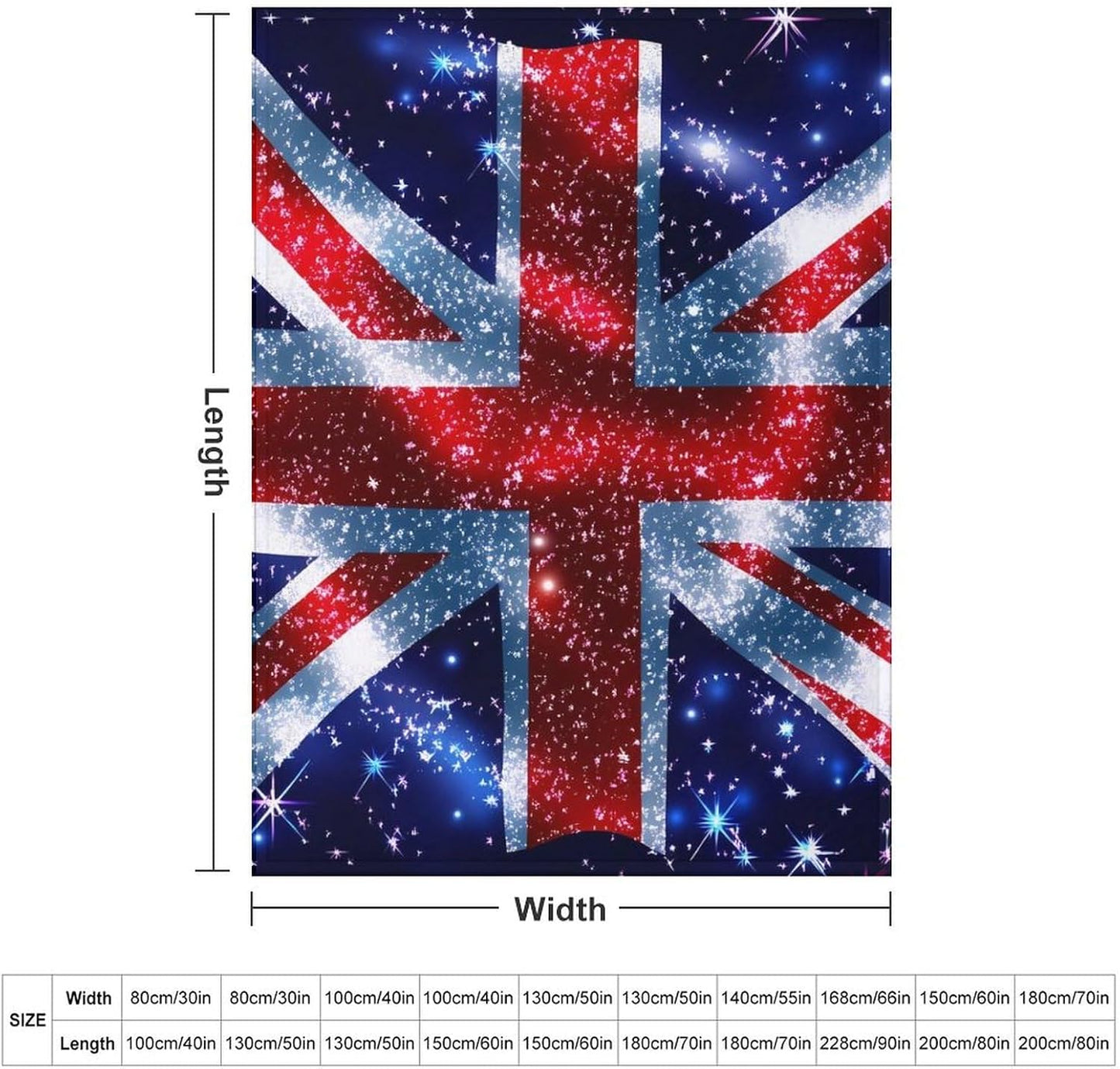 UK Flag United Kingdom Throw Blanket for Couch Bed Plush Cozy Fuzzy Flannel Blanket for All Season 66"x90"