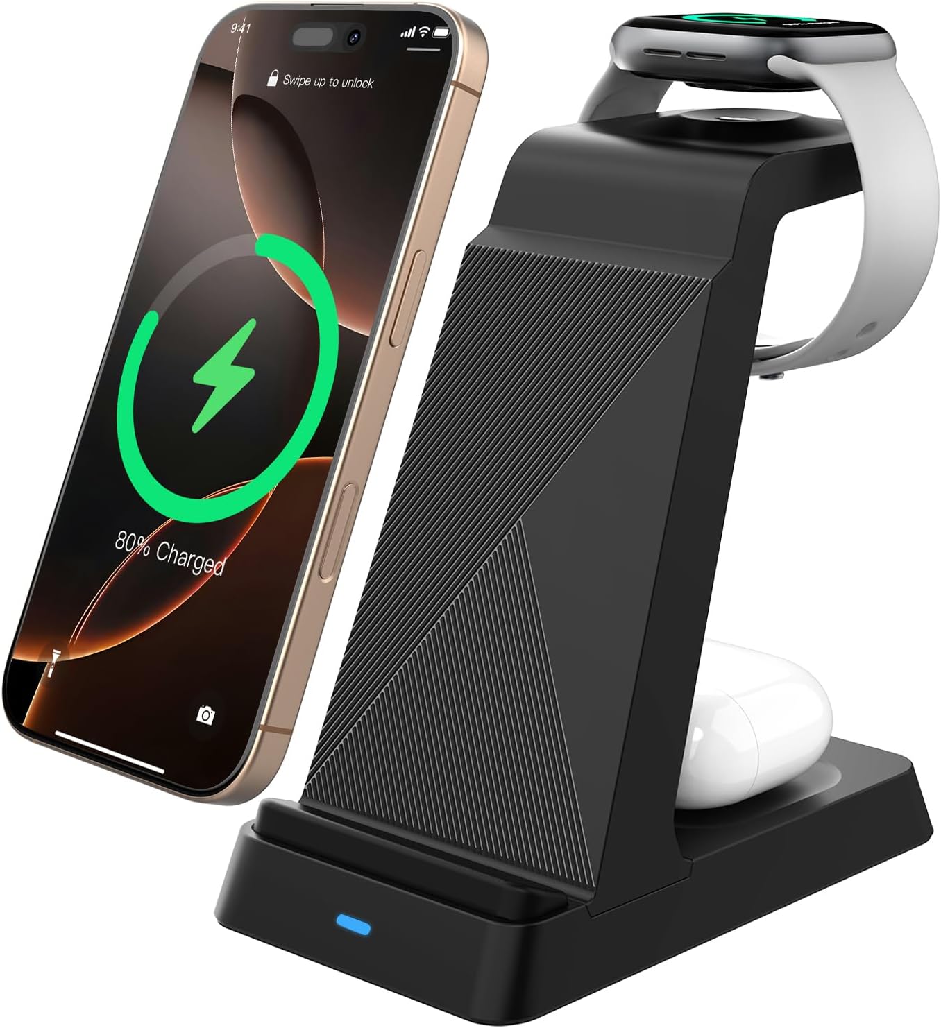 2026 3 in 1 Charging Station Fast Charging for iPhone,Wireless Charger for iPhone 17 16e 16 15 14 13 12 11 X Pro Max & Apple Watch - Wireless Charging Station for AirPods 4 3 2 Pro