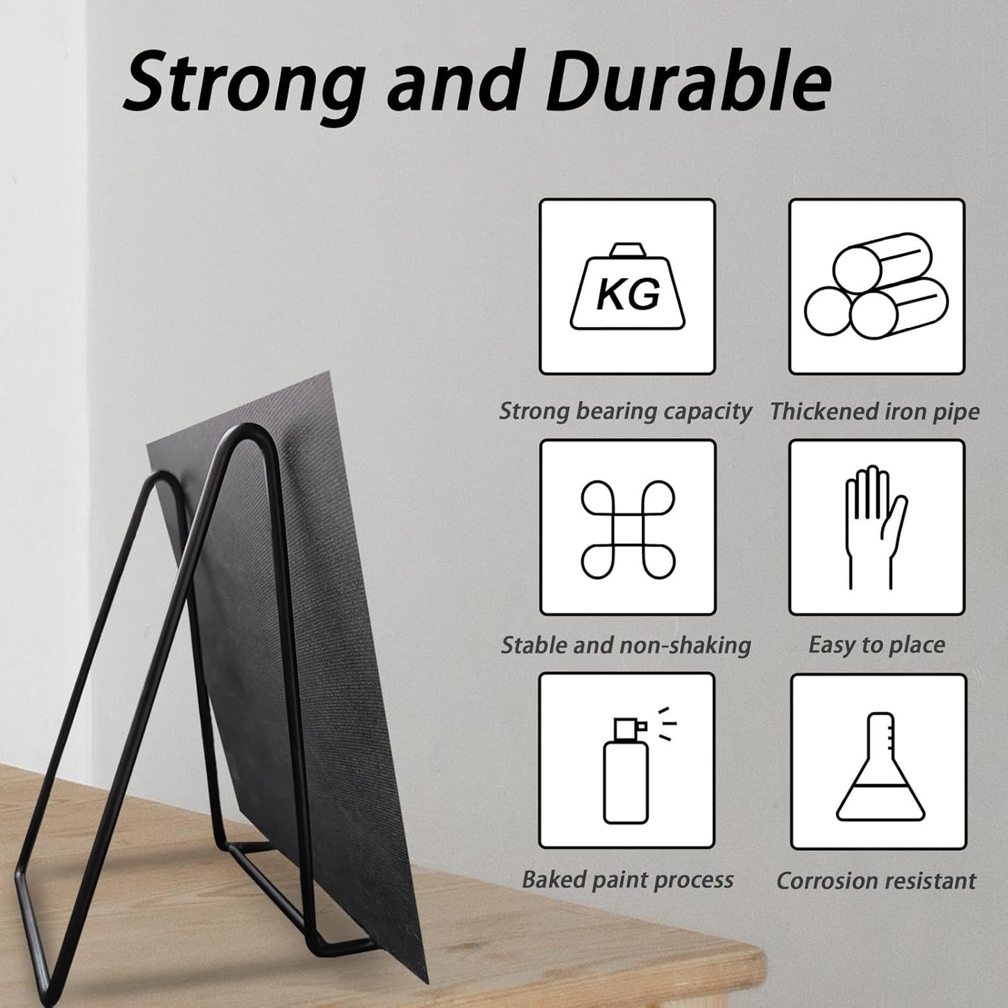 5 Pcs Plate Stands for Display,10 Inch Plate Holder Display Stand, Metal Frame Bracket for Book, Picture, Decorative Plate, Photo, and Platter, Desktop Display Shelf, Tabletop Art