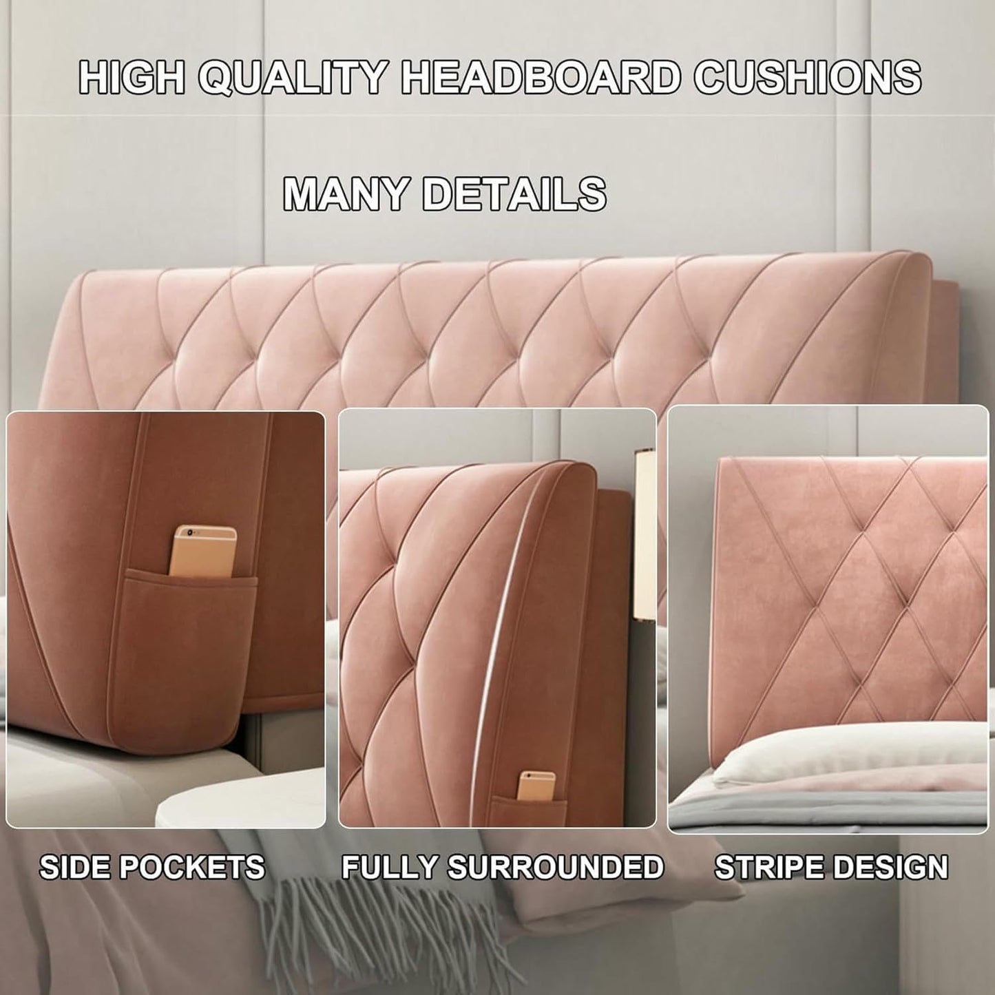 Rectangle Headboard Cushion Reading Pillow Wall Mounted Headboard Upholstered Home Dorm Day Bed Backrest Wedge Bolster Neck Lumbar Support Cushion,Green,Paste 39"/Twin