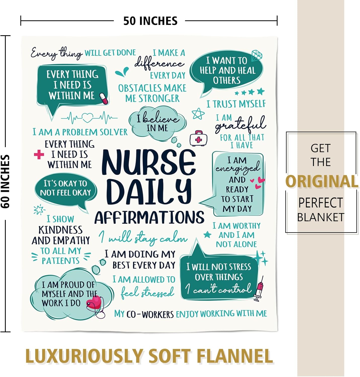 Craftique Nurse Gifts for Women Men- Soft Nurse Blanket with Daily Affirmations- LPN RN Gifts for Nurses Practitioner, Nursing School Graduate Birthday Appreciation Gift, Nurses Week/Day Gift