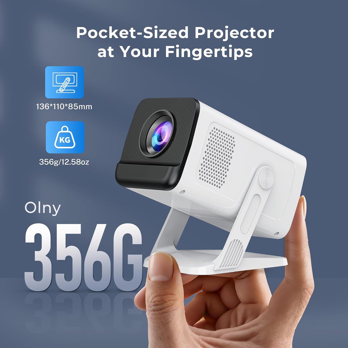 Mini Portable Projector for Bedroom with WiFi and Bi-directional Bluetooth 1080P 4K Support Smart Android 14 OS Auto Keystone Compatible with Netflix, YouTube, Prime Video, Disney+