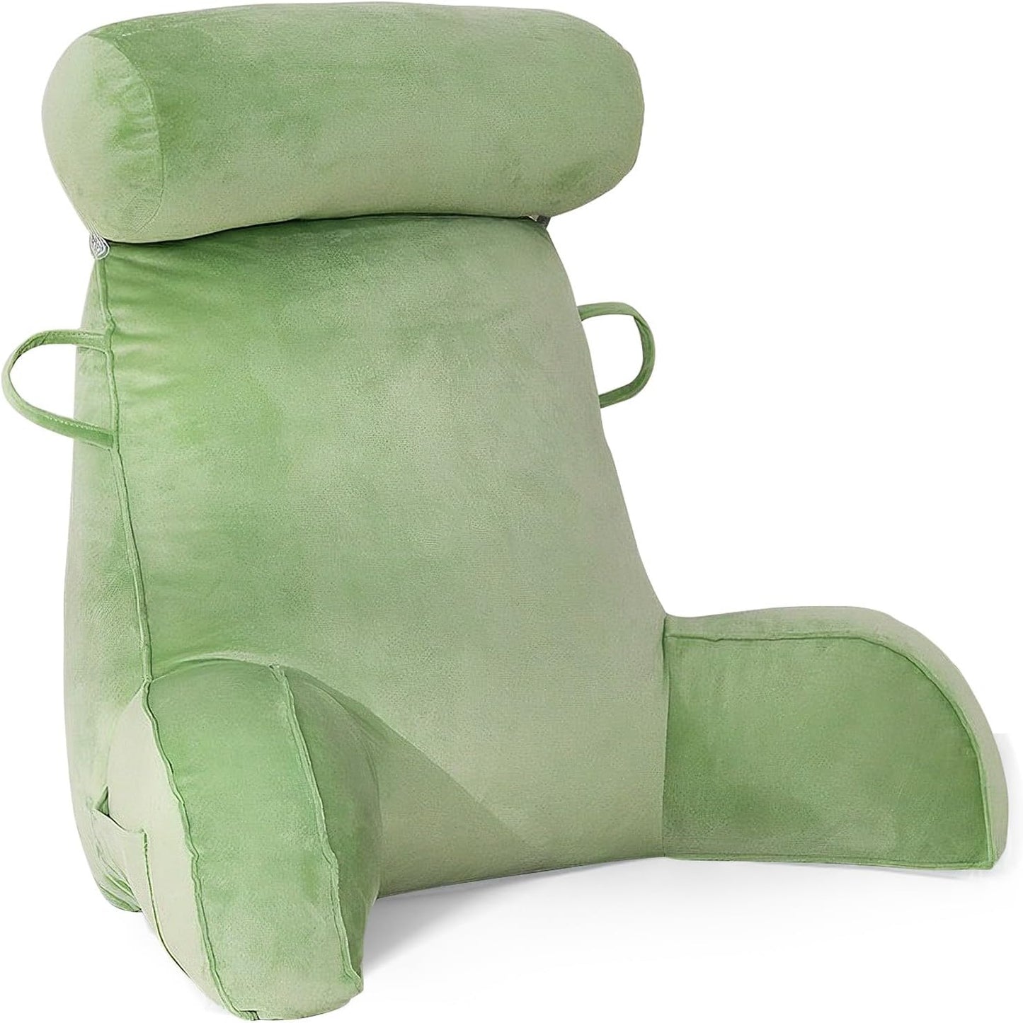 ele ELEOPTION Reading Pillow Velvet Feel Back Pillow for Bed Sitting up, Support Pillow for Bed Rest Pillow with Arms Reading Pillows for Sitting in Bed Adult Green