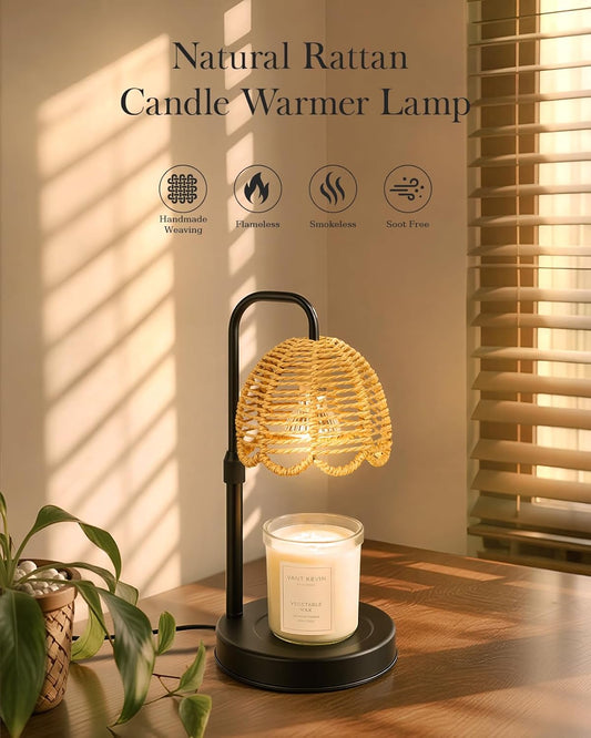 Nacial Candle Warmer Lamp with Timer Dimmable, Valentines Day Gifts for Her Women Wife Mom Girlfriend Birthday Gifts House Warming Home Decor, Boho Electric Candle Wax Warmer Lamp-Sleek Metal Base