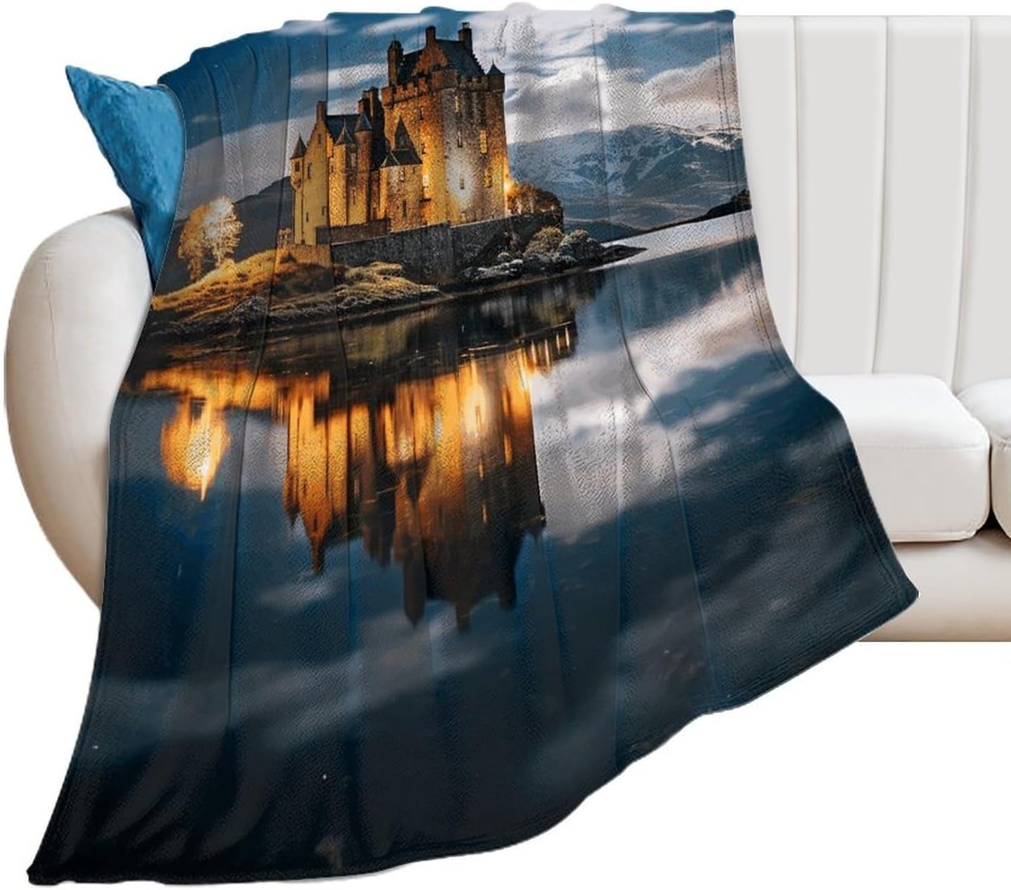 A Castle by The Lake Throw Blanket for Couch Super Soft Warm Lightweight Throw Blankets Cozy Flannel Bed Blanket Cute Decorative Blankets for All Seasons Home Decor Gift 60"*80"（150 * 200cm）