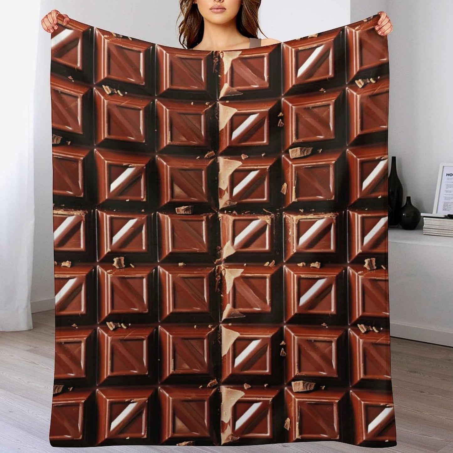 Chocolate Throw Blanket - Soft Flannel Chocolate Blankets for Teens Adults Women Men Chocolate Lovers - Warm Food Throw Blankets for All Season Lap, Chair, Sofa - 70"x50"