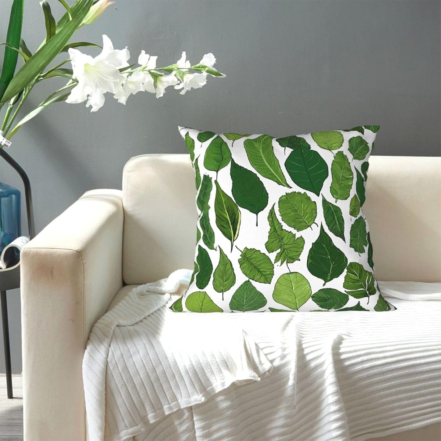 All-Season Square Pillow Covers 18"X18", Banana Palm, Decorative Throw Pillow Covers for Sofa Bed Couch, Hidden Zipper Cushion Cover, Square Lumbar & Accent Pillowcases for Home Decor