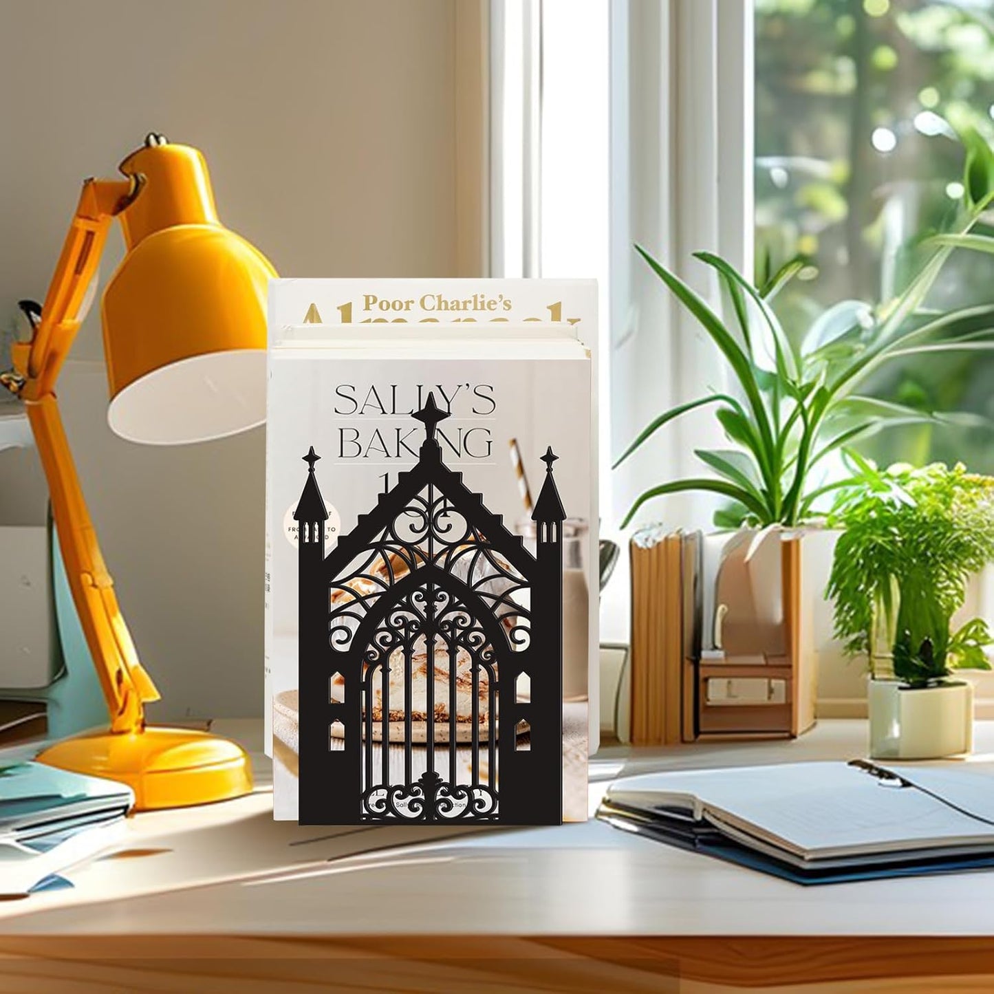 Bnesi Gothic Vintage Metal Bookends Fantasy Book Ends for Shelves Heavy Books Office Book Stopper Stylish Gothic Bookends Ideal for Fantasy & Vintage Book Display (Retro)