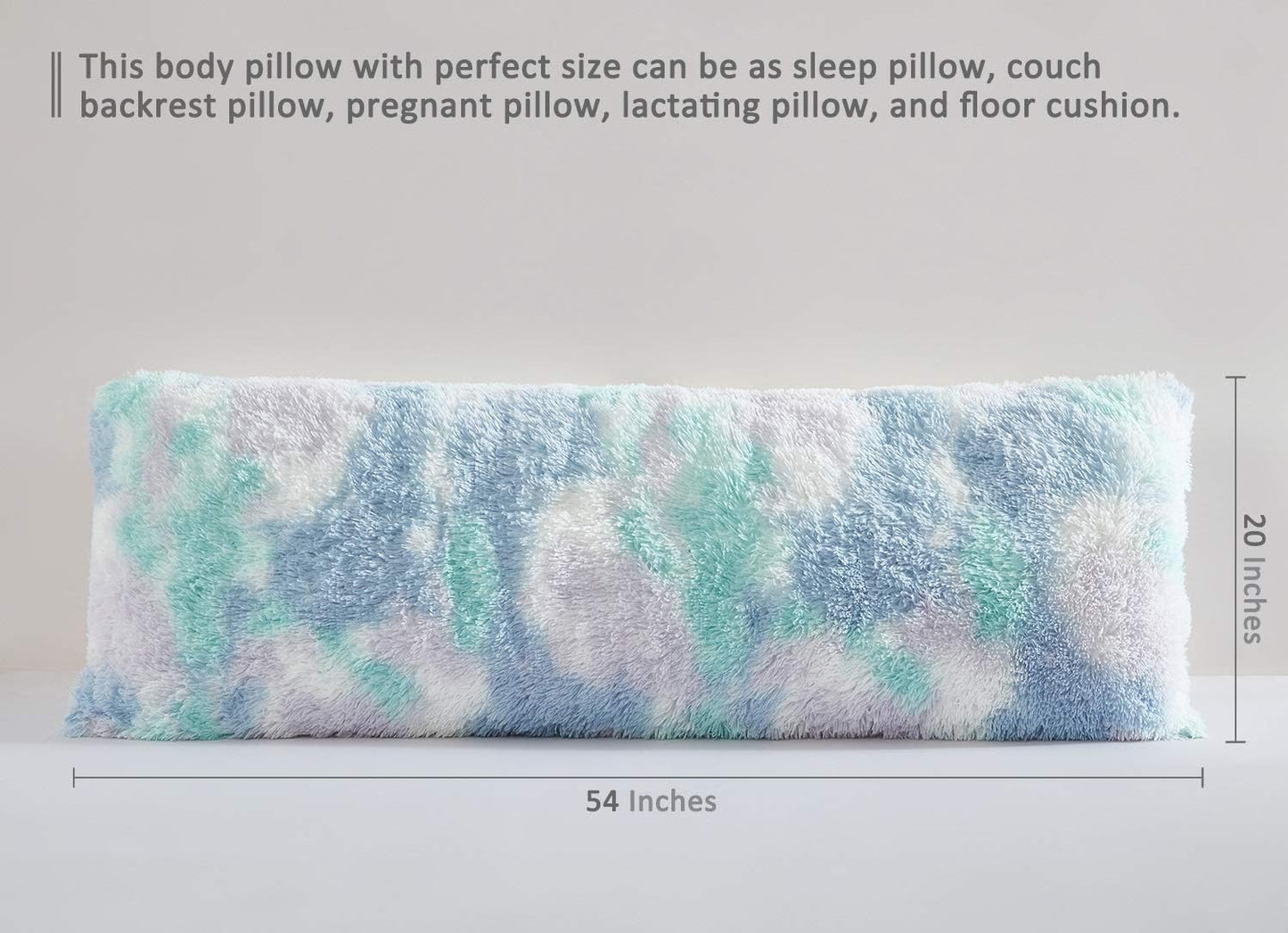 Cozy Plush Fur Body Pillow 20X54 Inches with Premium Filling, Ultra Soft Bed and Sofa Pillow, Vibrant Pastel Colors on Long Pillow, Big Hug Double Pillow, Pregnancy Pillow, Warm Fascinating