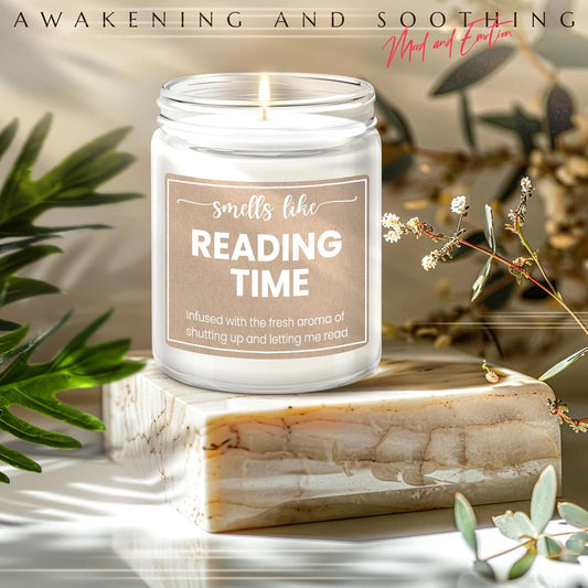 Gifts for Book Lovers - Book Lover Gifts for Women, Present for Readers, Smells Like Reading Time - Lavender Scented Candle