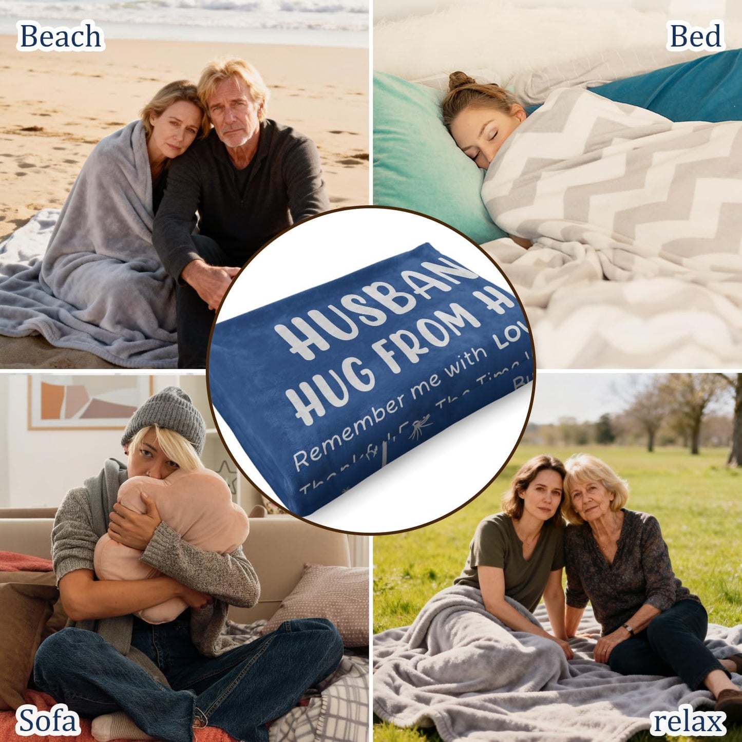 Memorial Gifts for Loss of Husband- Hug from Heaven Blanket 60'' x 50'', Sympathy Gifts for Loss of Husband, Grief Gifts for Women, Gift to Express Bereavement, Condolences, Comfort, Remembrance