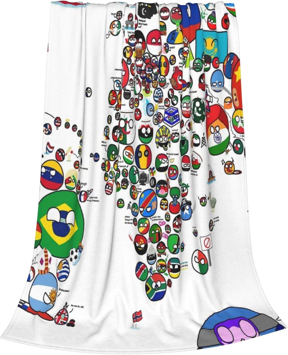 Countryball Polandball World Map Throw Blanket Flannel Fleece Fuzzy Blanket 60"X80" Soft Cozy Lightweight Blanket for Home Decor Bed Sofa Office Bedroom Living Room Travel