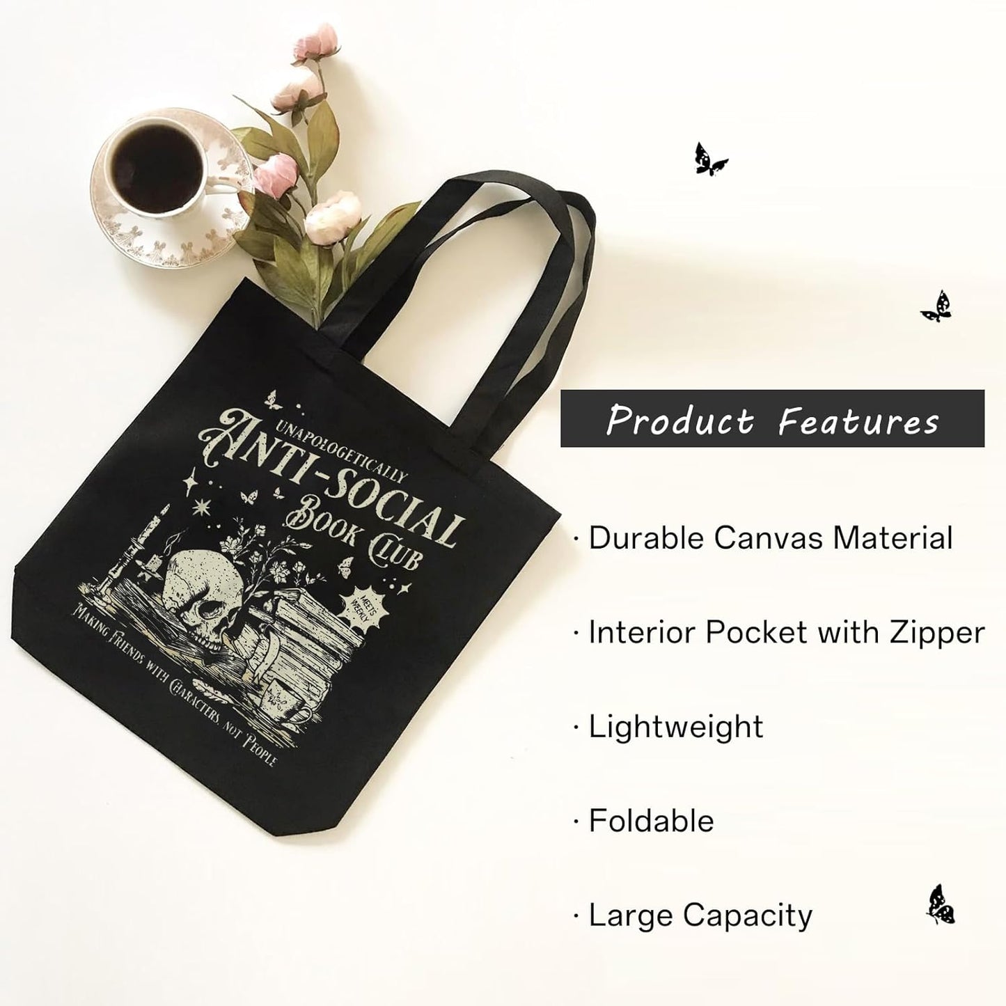 Book Lovers Gifts Cute Book Club Gifts Canvas Tote Bag for Women Reading Lovers Accessories Shopping Bag for Readers, Bookish, Author