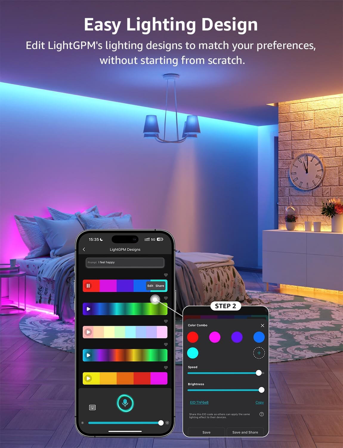 Lepro SE1 AI Smart LED Strip Lights - 65.6ft RGB Color Changing Light Strips with APP Control, AI Generated Lighting, Music Sync, 2.4GHz Wi-Fi & Bluetooth LED Lights for Home Decor (No Remote)
