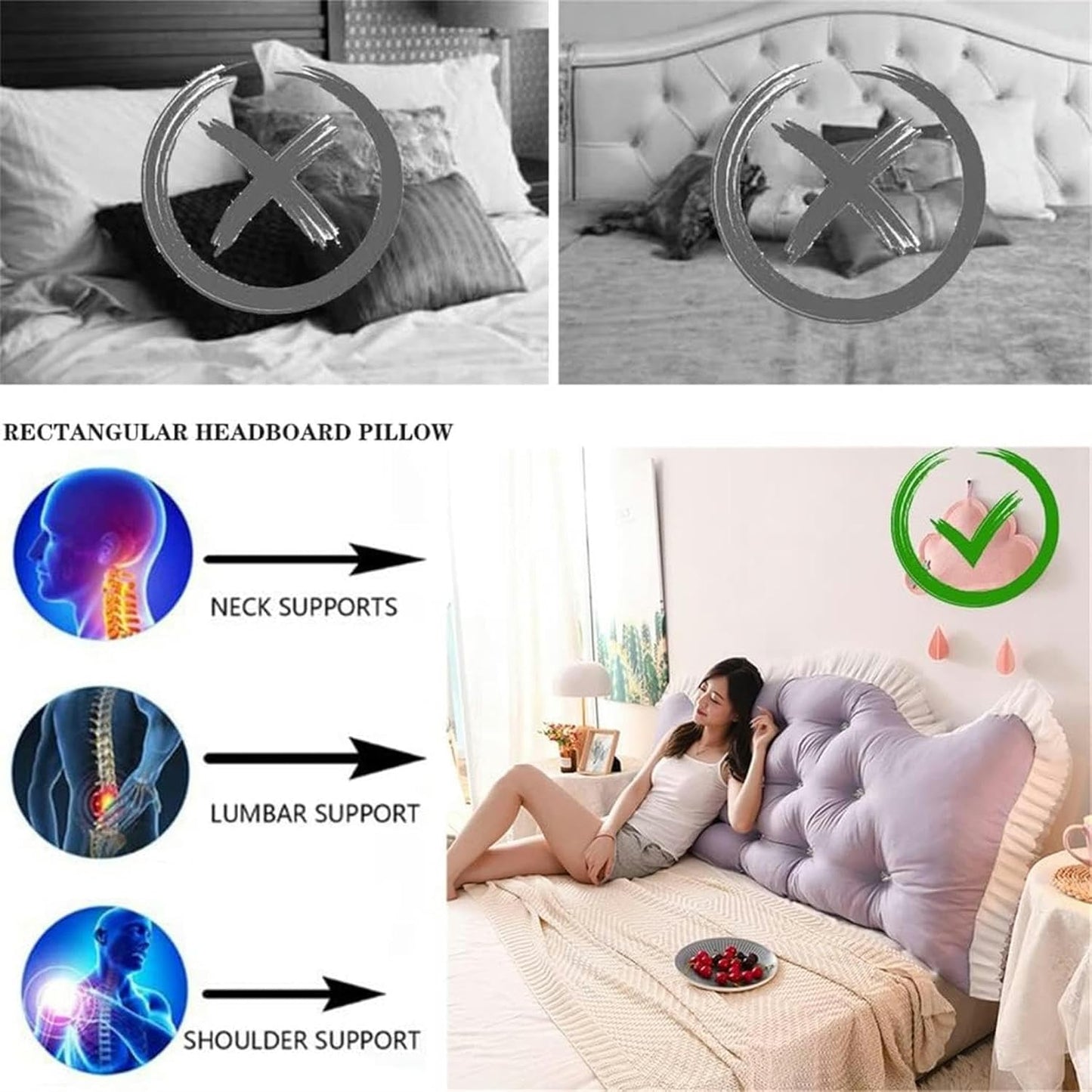 AMNOOL Soft Reading Pillow for Adult, Extra Large Bed Rest Back Support Cushion for Pregnancy, King Headboard Sitting Up Pillow for Watching TV, Gaming