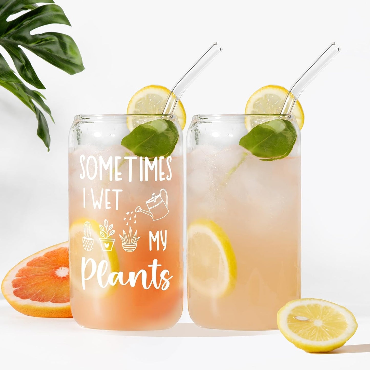 SteadStyle Plant Lover Gifts for Women, Garden Present for Plans Lovers - Glass Drink Cup with Bamboo Lid & Straw (16oz), Unique Plant Lady Gifts for Gardeners Birthday Graduation Christmas