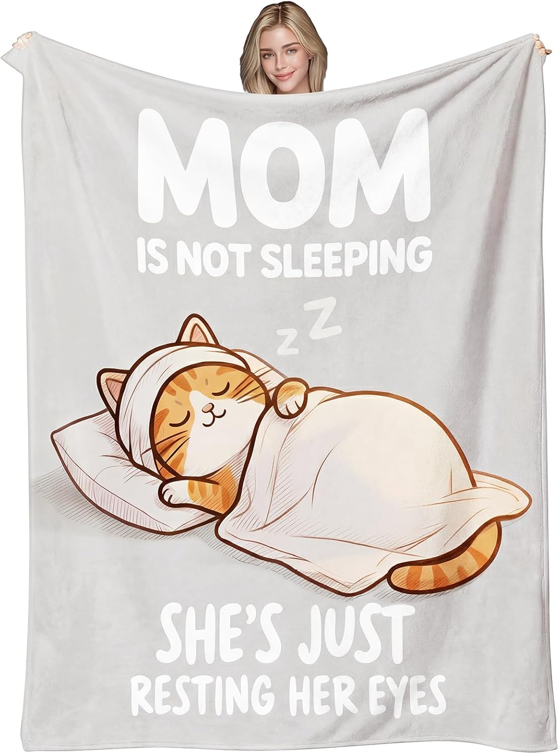 Gifts for Mom Birthday Gifts for Mommy from Daughter Son, Valentines Mothers Day Easter Birthday Thanksgiving postpartum Funny Ideas Gifts, Unique Thoughtful Blanket Cat Presents 60’’x50’’, Mom Gifts