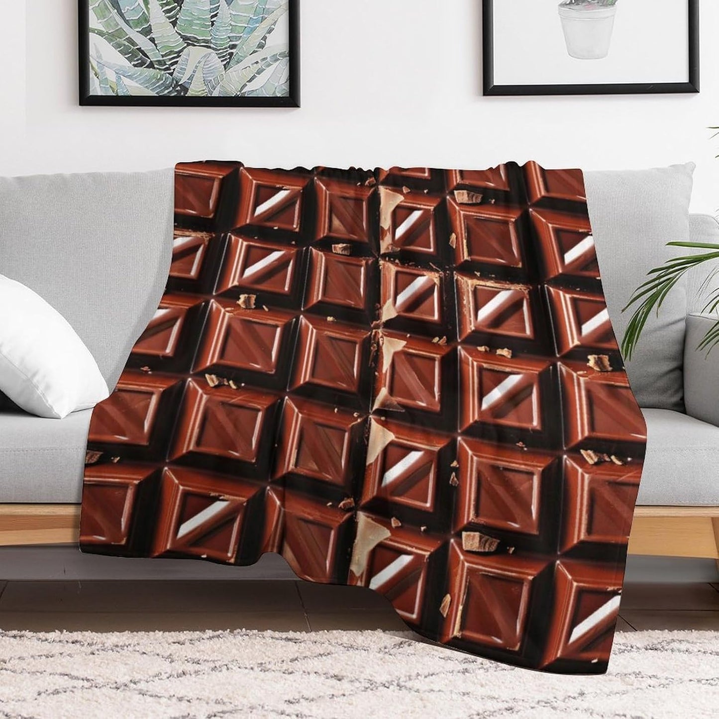 Chocolate Throw Blanket - Soft Flannel Chocolate Blankets for Teens Adults Women Men Chocolate Lovers - Warm Food Throw Blankets for All Season Lap, Chair, Sofa - 70"x50"