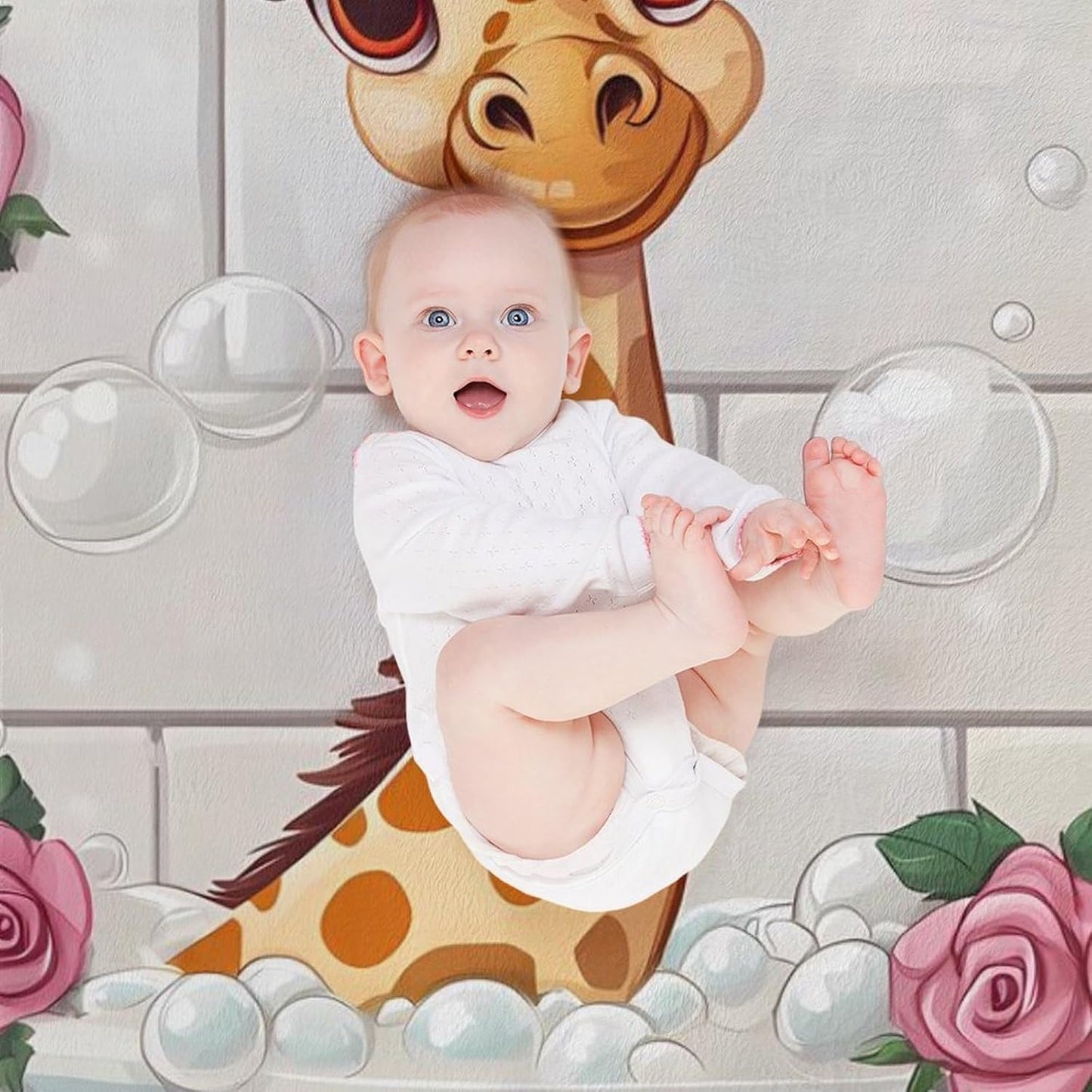 Funny Bathroom Giraffe Throw Blanket for Couch Bed Plush Cozy Fuzzy Flannel Blanket for All Season 40"x50"