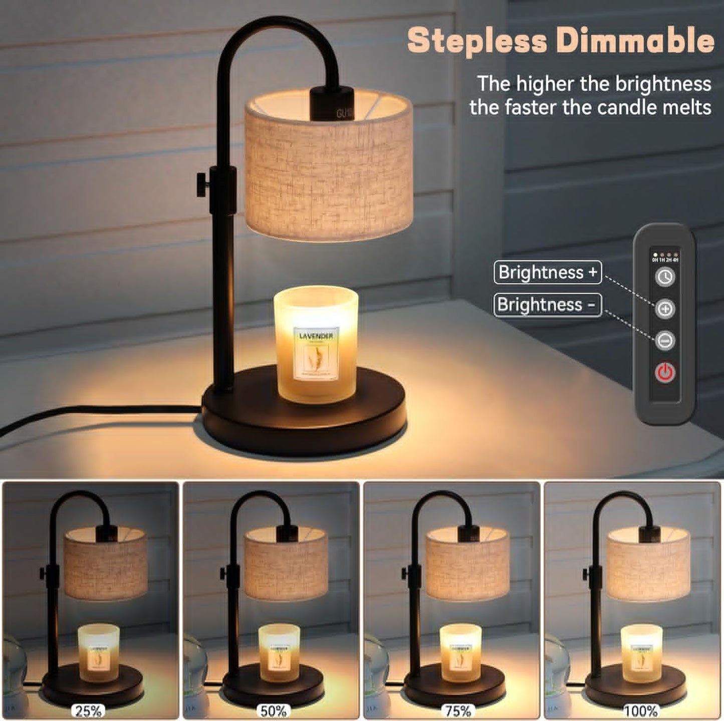 Candle Warmer Lamp with Timer, Dimmable Candle Wax Warmer Candle Lamp Warmer with 2 Bulbs, House Warming Gifts Birthday Gifts for Women Bedroom Home Decor (Linen-Upgraded)