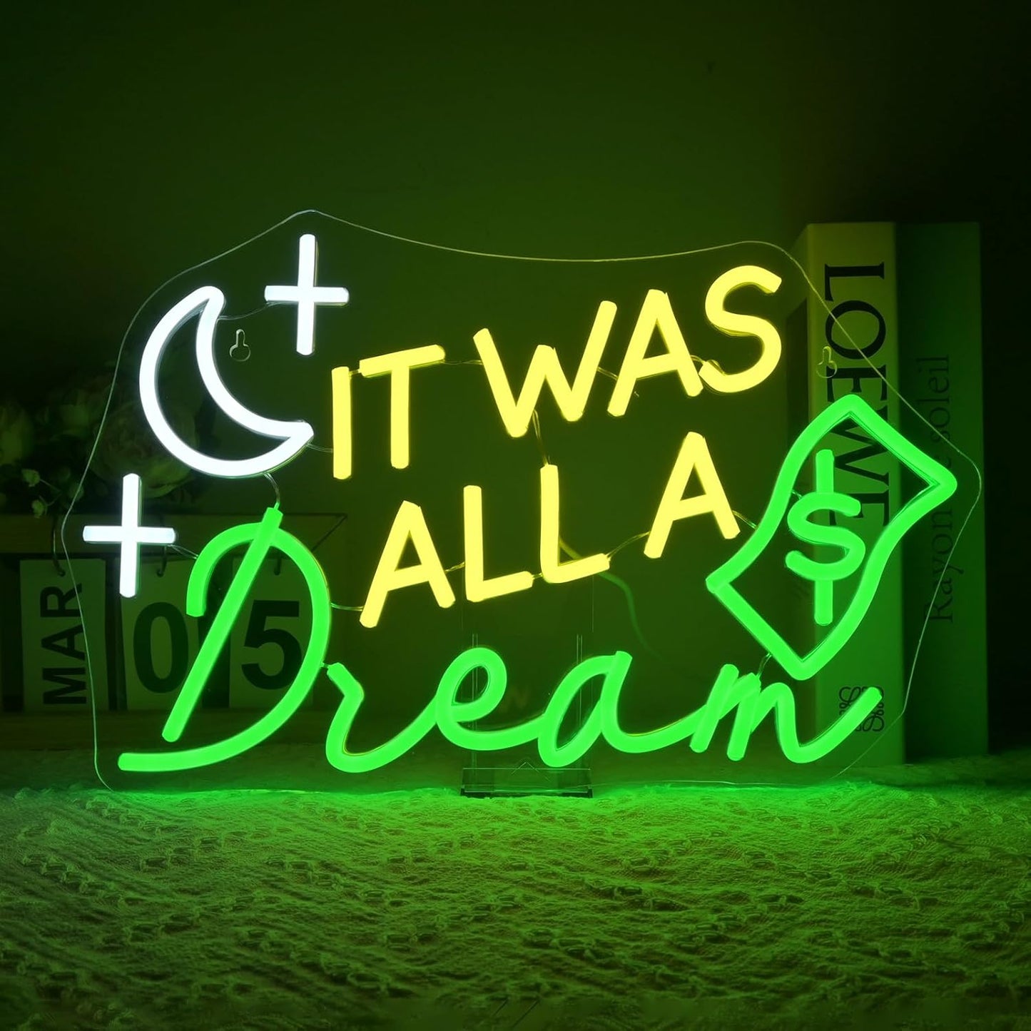 It Was All a Dream Neon Sign Wall Decor Neon Light Bedroom Wall Decor Suitable for Classroom Book Party Library Decoration Reading Room Bookish Decor Gift