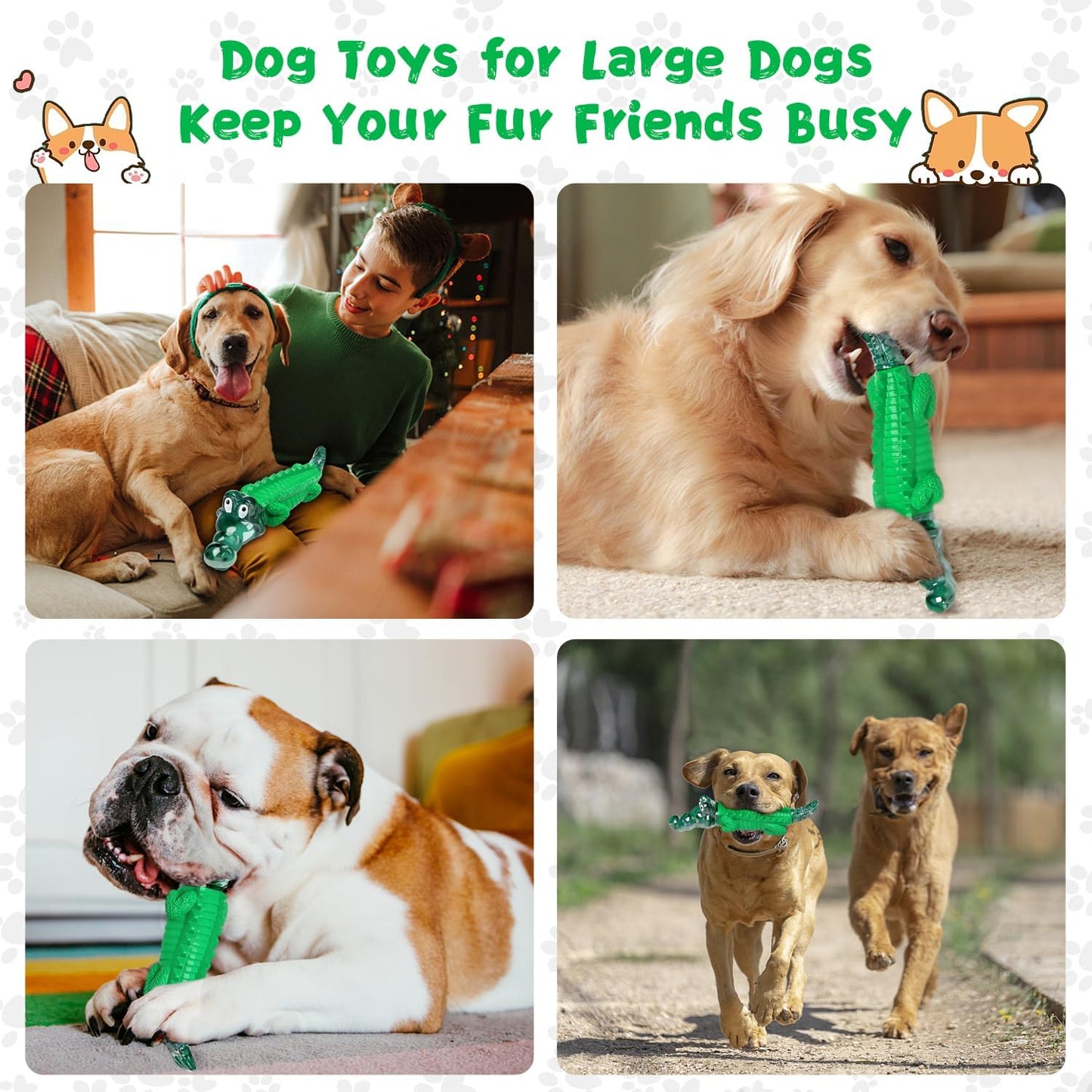 Dog Toys for Aggressive Chewers -Indestructible Dog Toys for Large Dogs to Reduce Pet Anxiety and Boredom for Small, Medium, Large Breed, Dog Chew Toys to Keep Them Busy