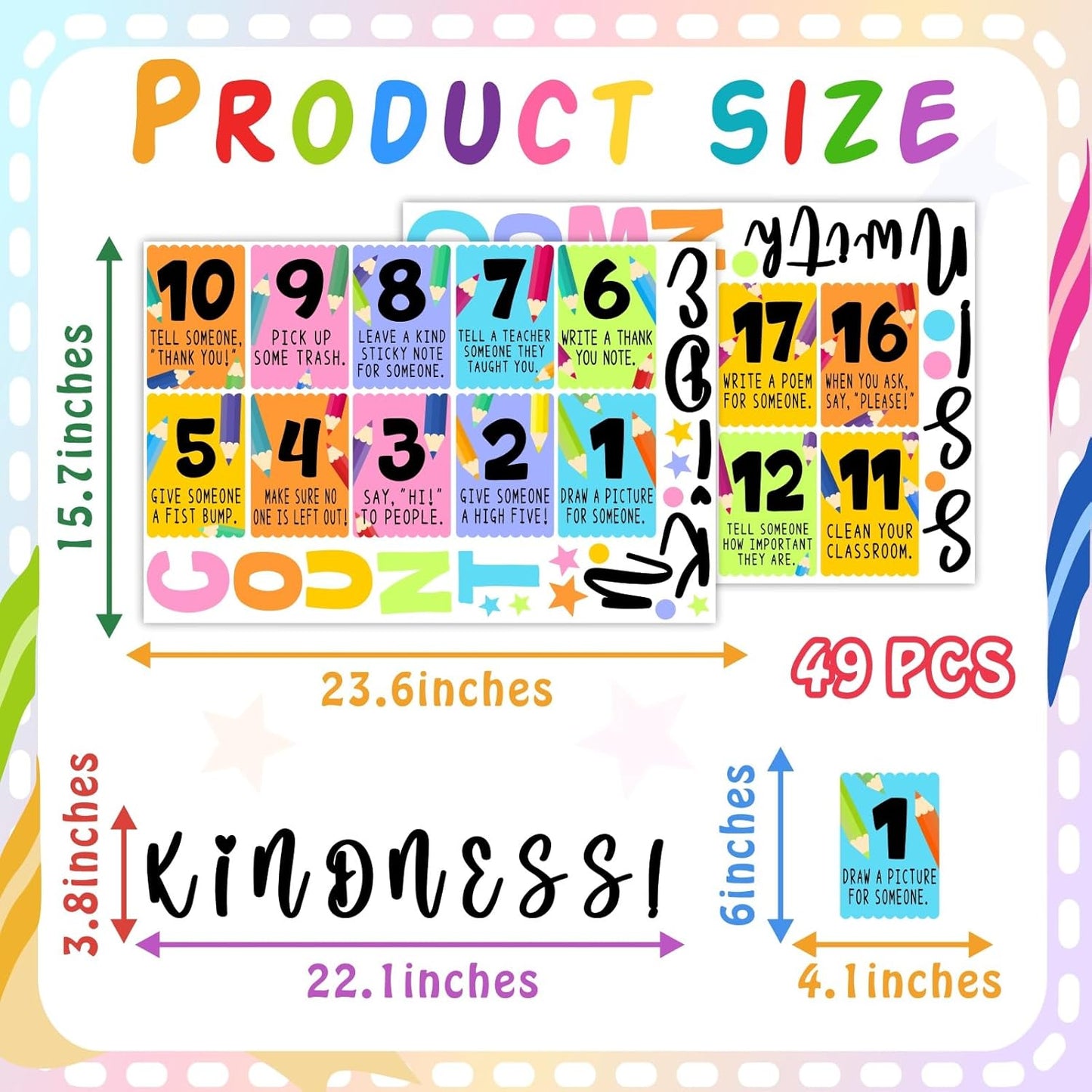 Colorful Kids Inspiring Wall Decals Positive Door Signs Decal for Nursery Colorful Motivational Wall Sticker Peel and Stick Self Affirmation Sticker for Playroom School Bulletin Board Teacher Supply