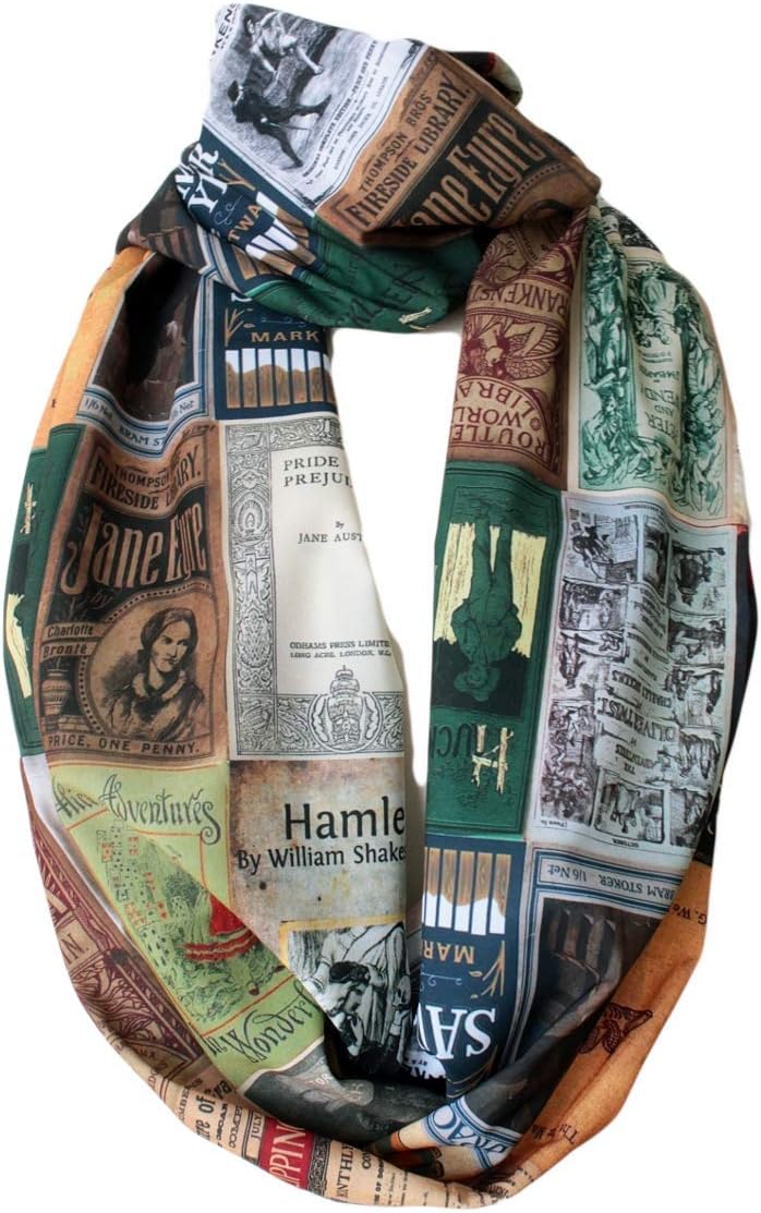 Etwoa's Literary Book Covers Infinity Scarf Circle Loop Scarf