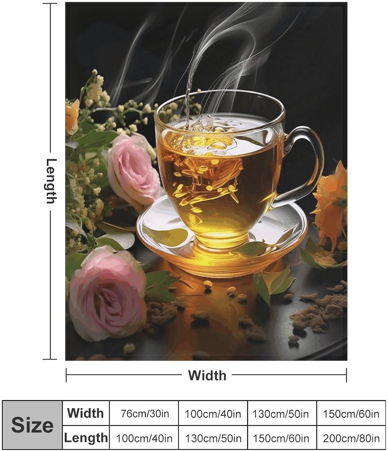 Cup of Tea Throw Blanket for Couch Super Soft Warm Lightweight Throw Blankets Cozy Flannel Bed Blanket Cute Decorative Blankets for All Seasons Home Decor Gift 30"*40"（76 * 100cm）