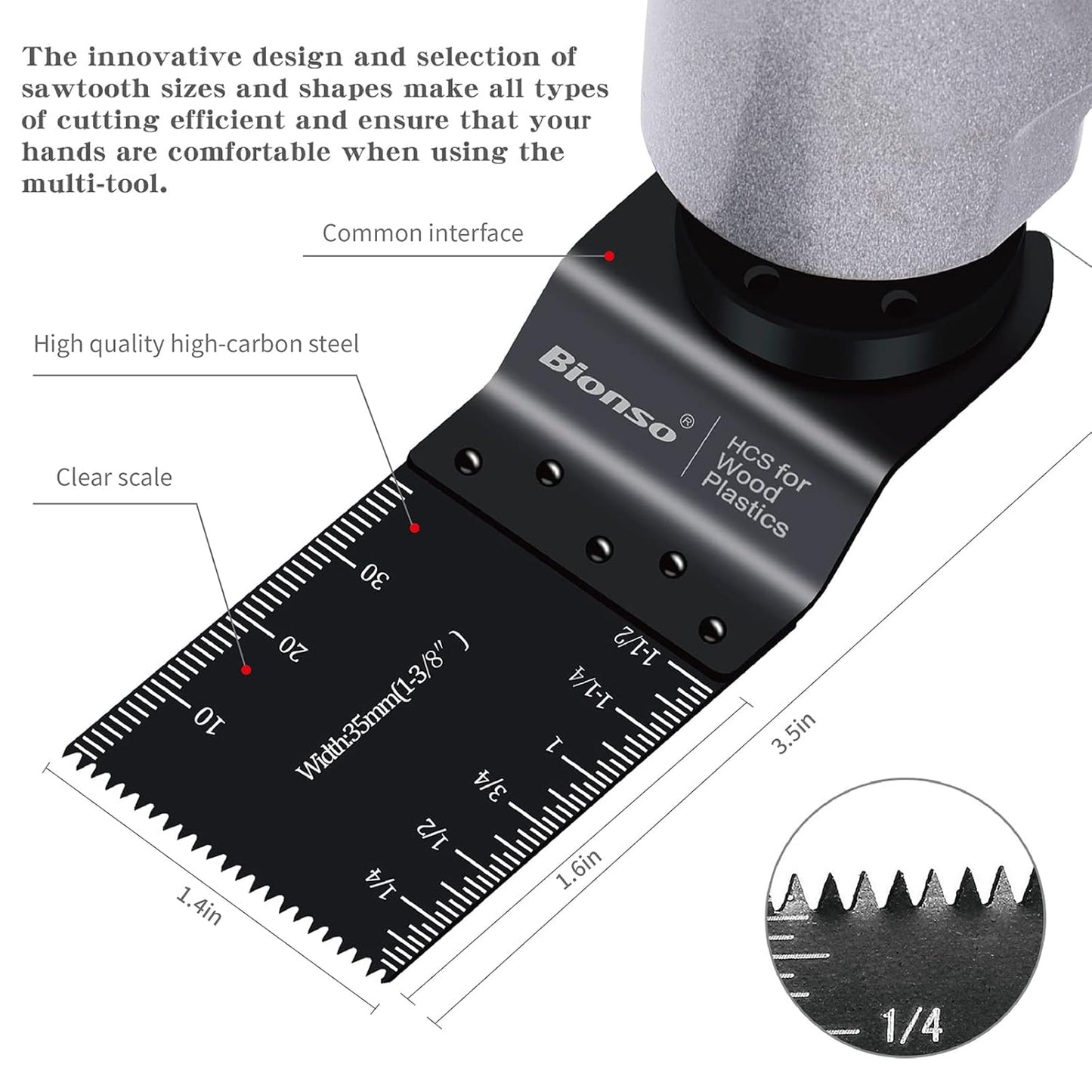 Bionso 55PCS Oscillating Saw Blades, Professional Universal Titanium Multitool Blades for Wood Plastics Metal, Quick Release Multi Tool Kits Fit Dewalt Ryobi Milwaukee Rockwell Fein Makita