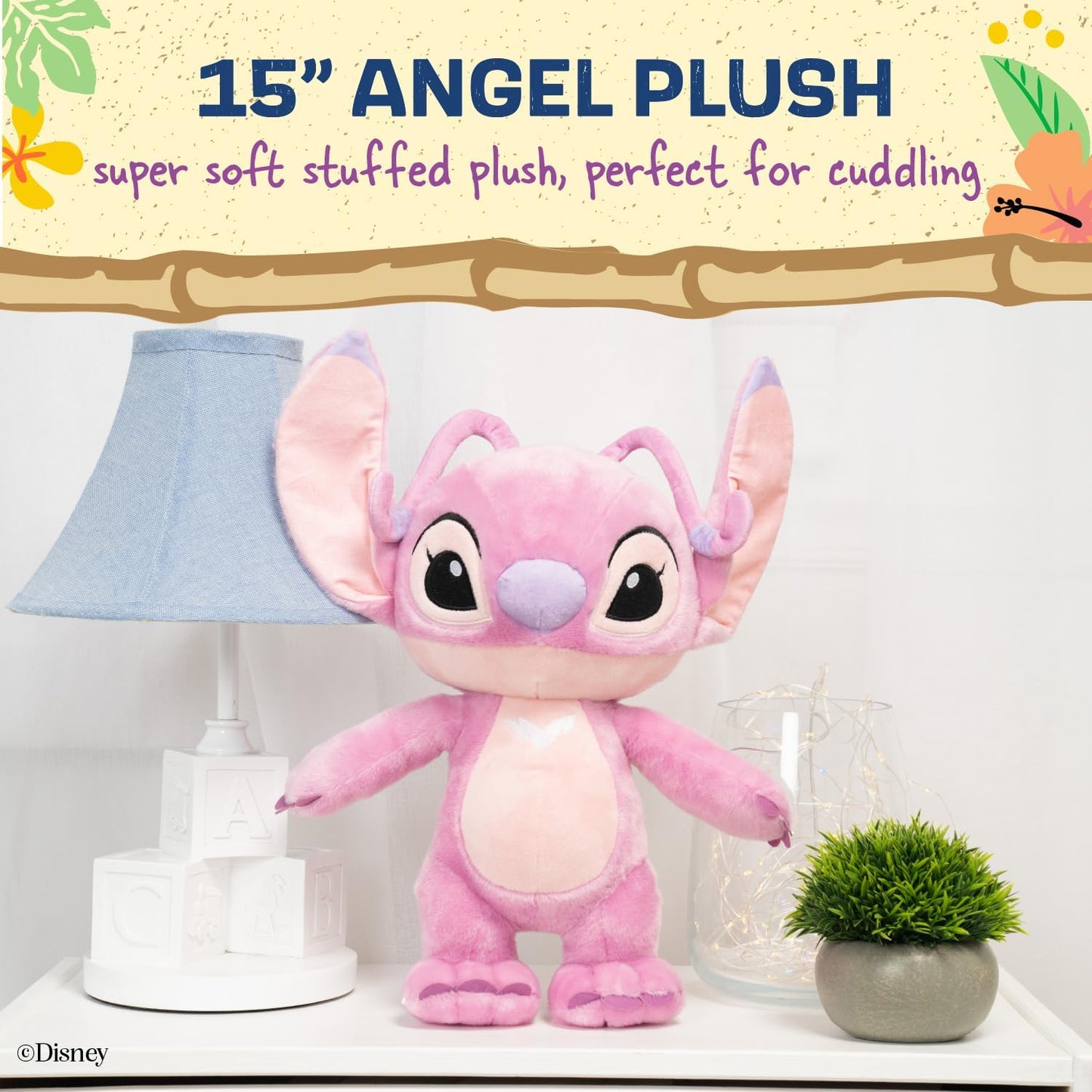 Kids Preferred Disney Baby Lilo & Stitch Angel Soft Huggable Stuffed Animal Cute Plush Toy for Toddler Boys and Girls, Gift for Kids, Pink Angle 16 Inches