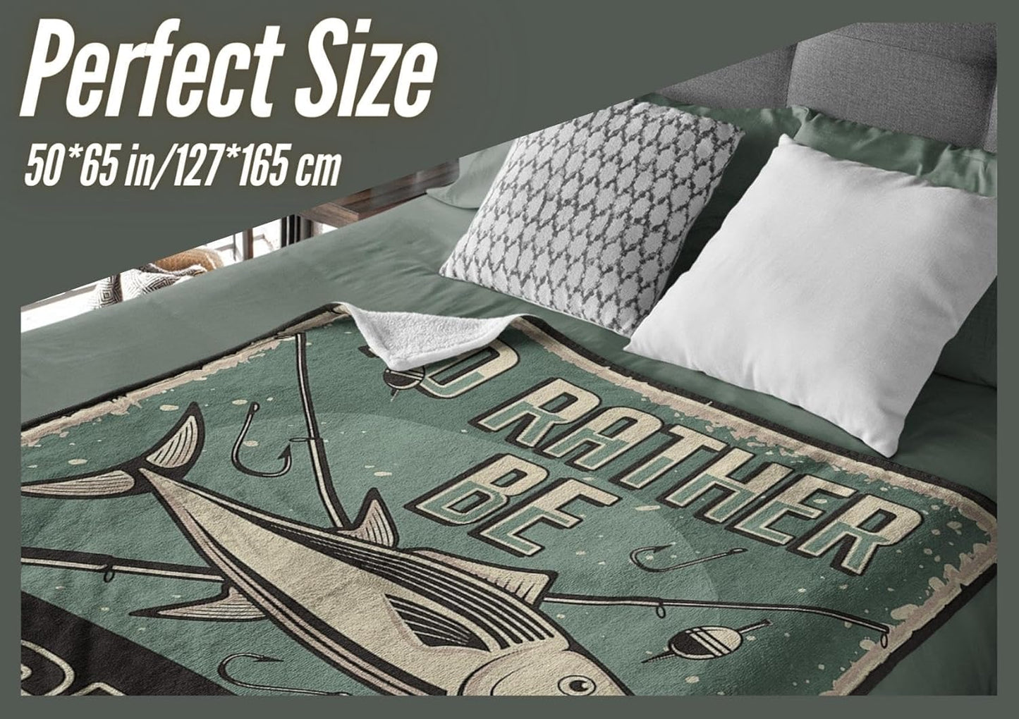 InnoBeta Fishing Gifts for Men Unique, Funny Fishing Gifts, 50x65 Inch Flannel Throw Blanket