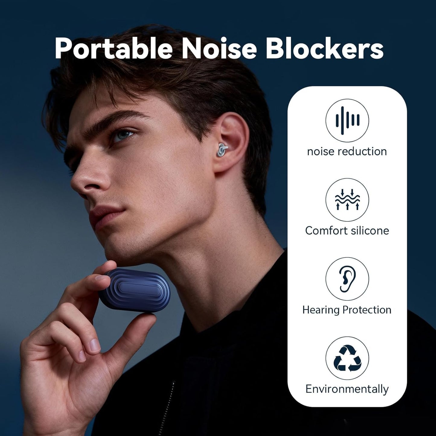 Ear Plugs for Sleeping - Soft Reusable Silicone Ear Plugs for Noise Reduction Earbuds & Focus (35dB), 3D Oval Noise Cancelling Design, Ideal for Side Sleepers - 2 Pairs (S + M/L)