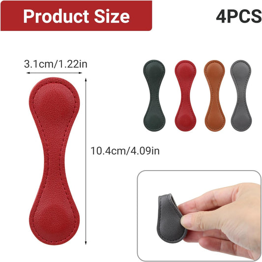 4 PCS Magnetic Leather Bookmarks - Double Sided Magnet Clips - Vintage PU Leather Bookmark Set for Book Lovers - Perfect Holiday Gifts for Women Men