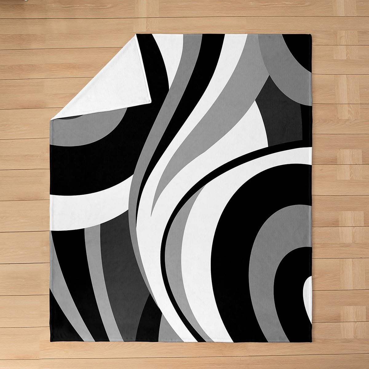 Gray Black White Swirls Throw Blanket Throw 50x60 Modern Geometric Circles Decorative Fleece Blanket for Men Women Adults Abstract Stripes Lines Simple Style Flannel Blanket for Living Room