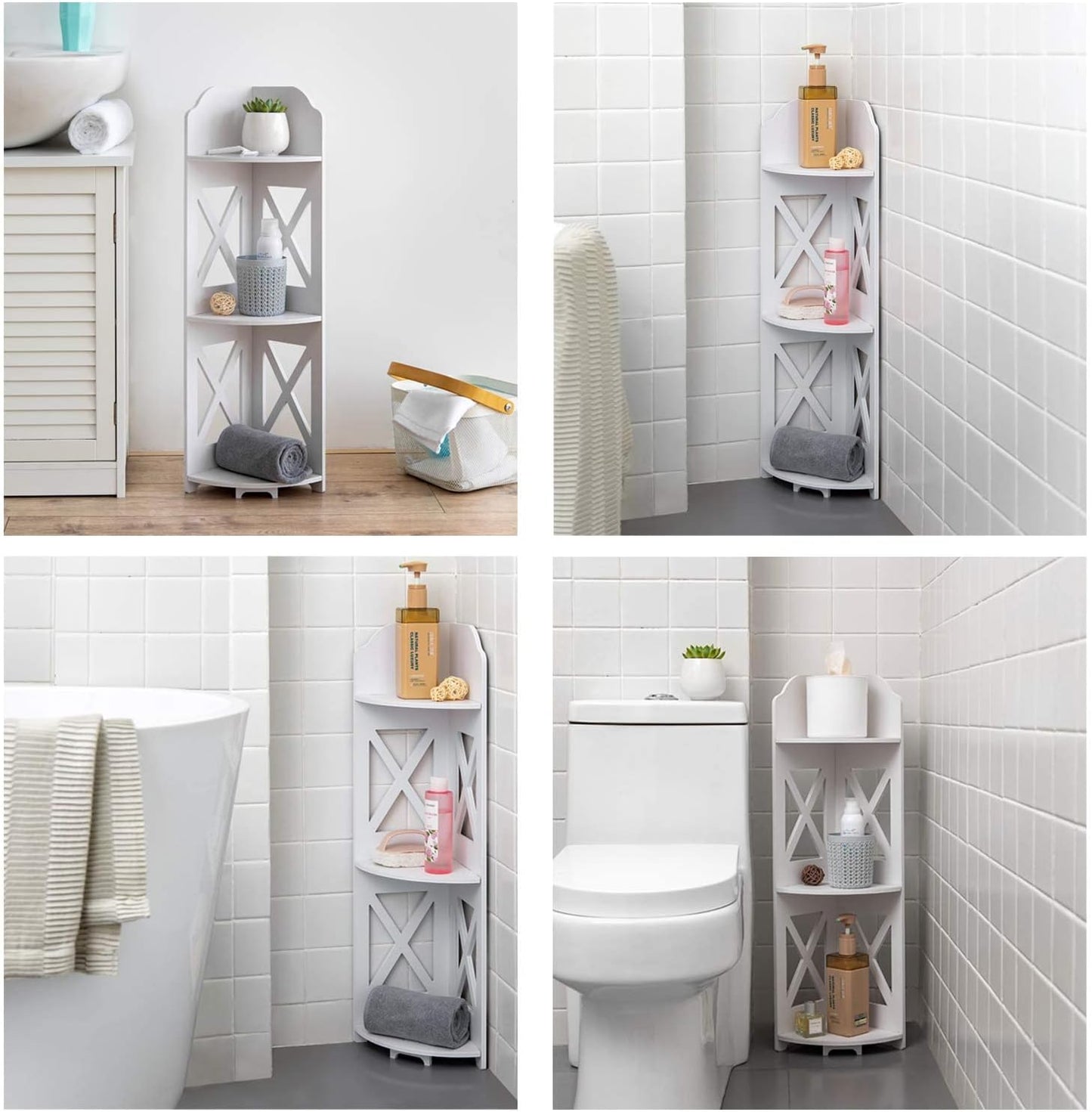 Corner Shelf Stand, Storage Organizer Great for Bathroom, Corner Shelf Perfect for Small Space,Waterproof Stand Also Use for Toilet Paper Stand,White