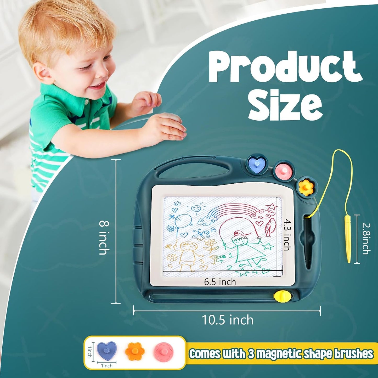 Magnetic Drawing Board, Toddler Toys for Age 1 2 3 Boys Girls, Sketch Pad, Birthday Easter Christmas Halloween Kids Toy Gifts for Boys and Girls