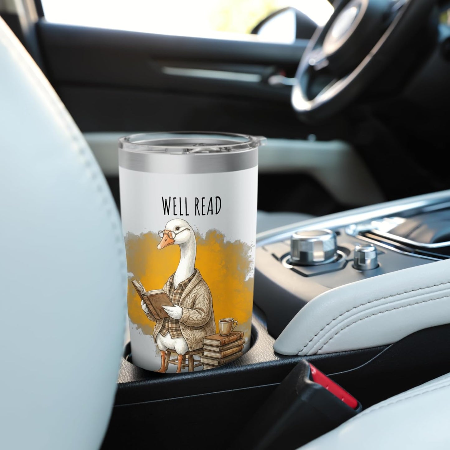 Well Read Goose Funny Book Lover Librarian Reading Books Stainless Steel Insulated Tumbler