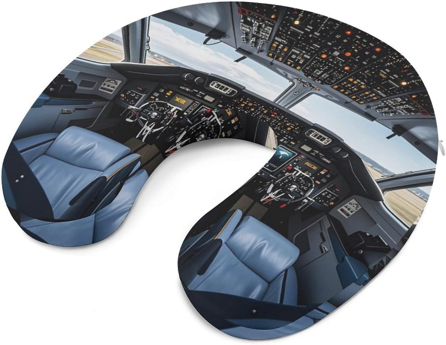 Airplane Cockpit Neck Pillow Memory Foam U Shaped Pillows Portable Pillows for Shoulder Travel Head Support Pillow with Concealed Zipper for Airplane Car Home Office