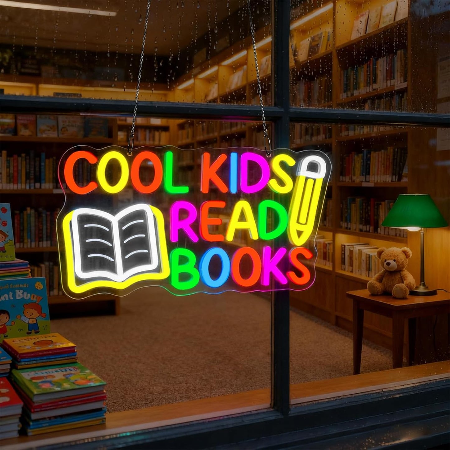 Cool Kids Read Books Neon Sign for Wall Decor, Dimmable Reading LED Neon Lights Sign for Classroom, Library, Kids Room, Reading Corner, Study Room, Book Club Decoration
