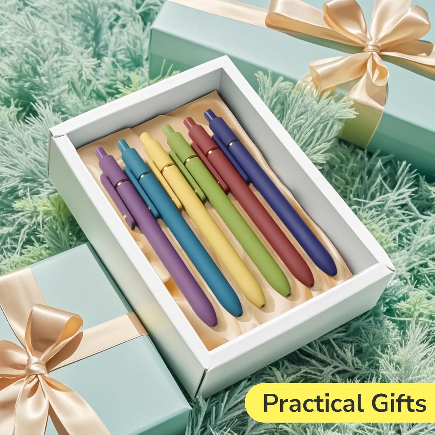 Colorful Pens, 6 Pcs Colored Pens Fine Point Smooth Writing Pen, 0.5mm Colored Ink Gel Pen for Journaling Note Taking Writing, Office School Supplies Gifts for Women (6 Pcs Gold Vintage)