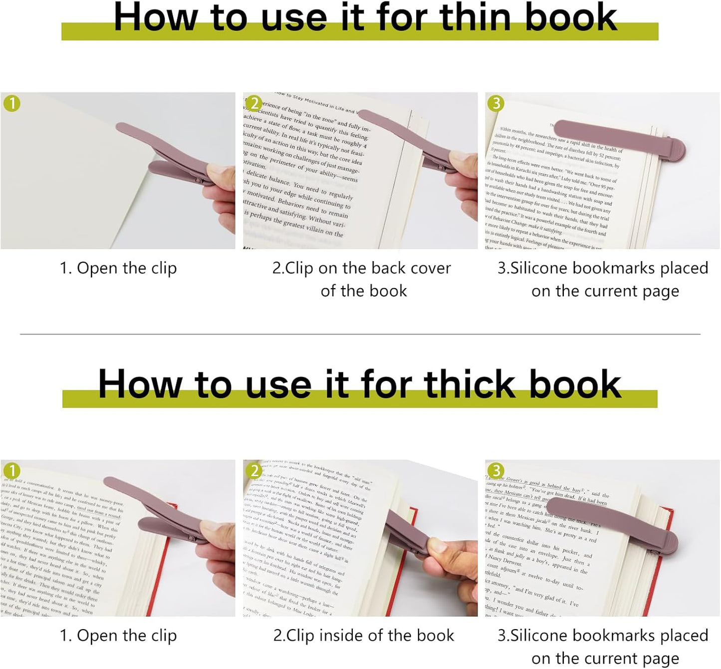 SMUK 3pcs Automatic Bookmark, Silicone Book Marks for Reading Women, Men, Kids, Book Lovers, Cute Unique Book Markers for Reading, Reading Accessories Gifts for Book Lovers