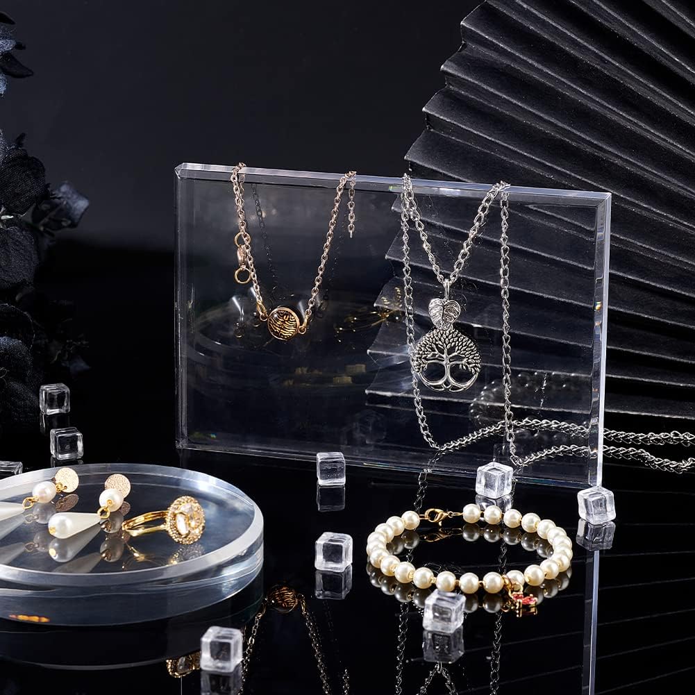 FINGERINSPIRE Acrylic Beveled Display Base 6"x 4"x 0.5"(LxWxH) Clear Acrylic Display Block Rectangular Jewelry Display Stand Acrylic Solid Display Holder for Home Decor Showing Photography Props