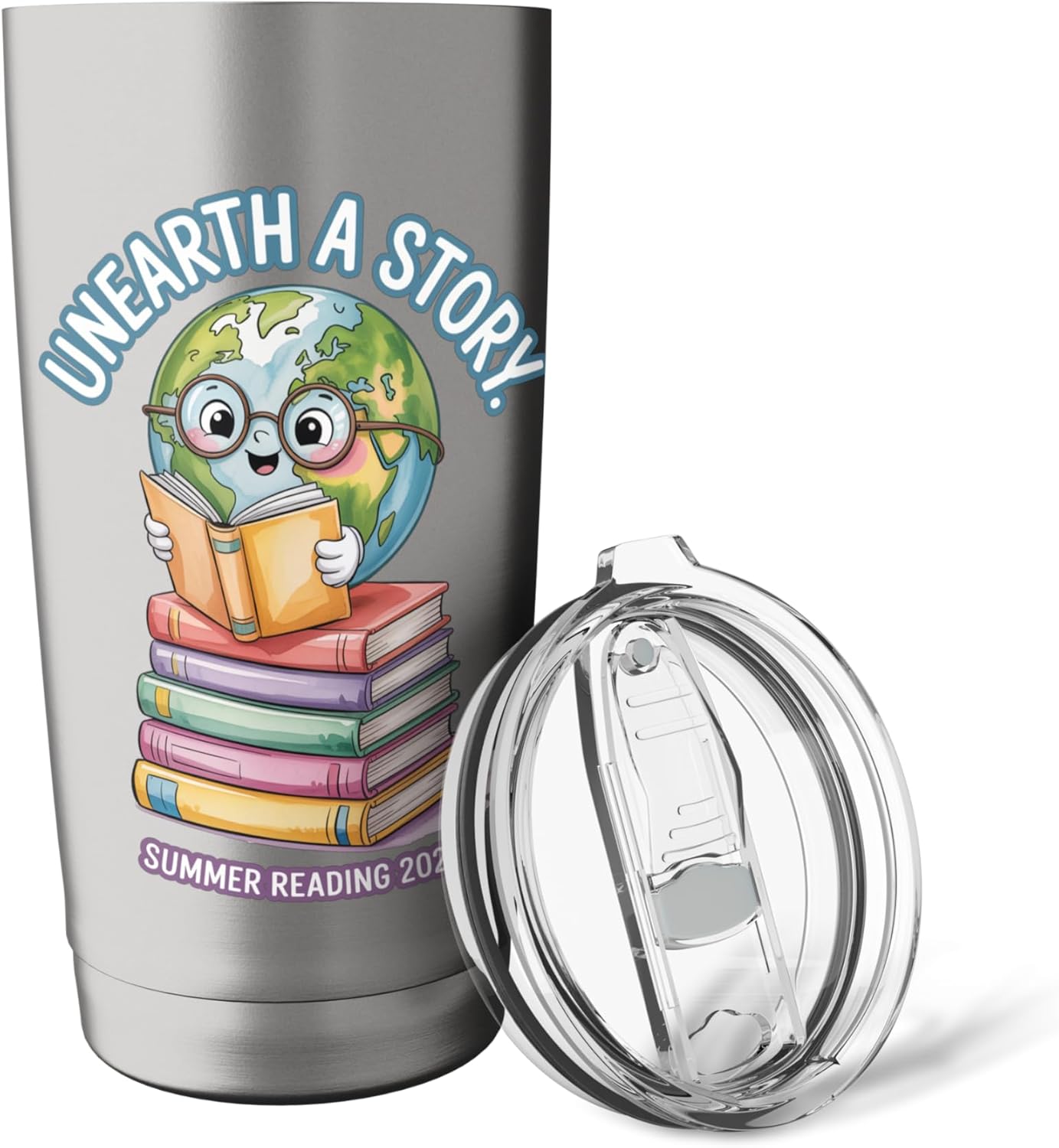Unearth A Story Globe Reader Stainless Steel Insulated Tumbler