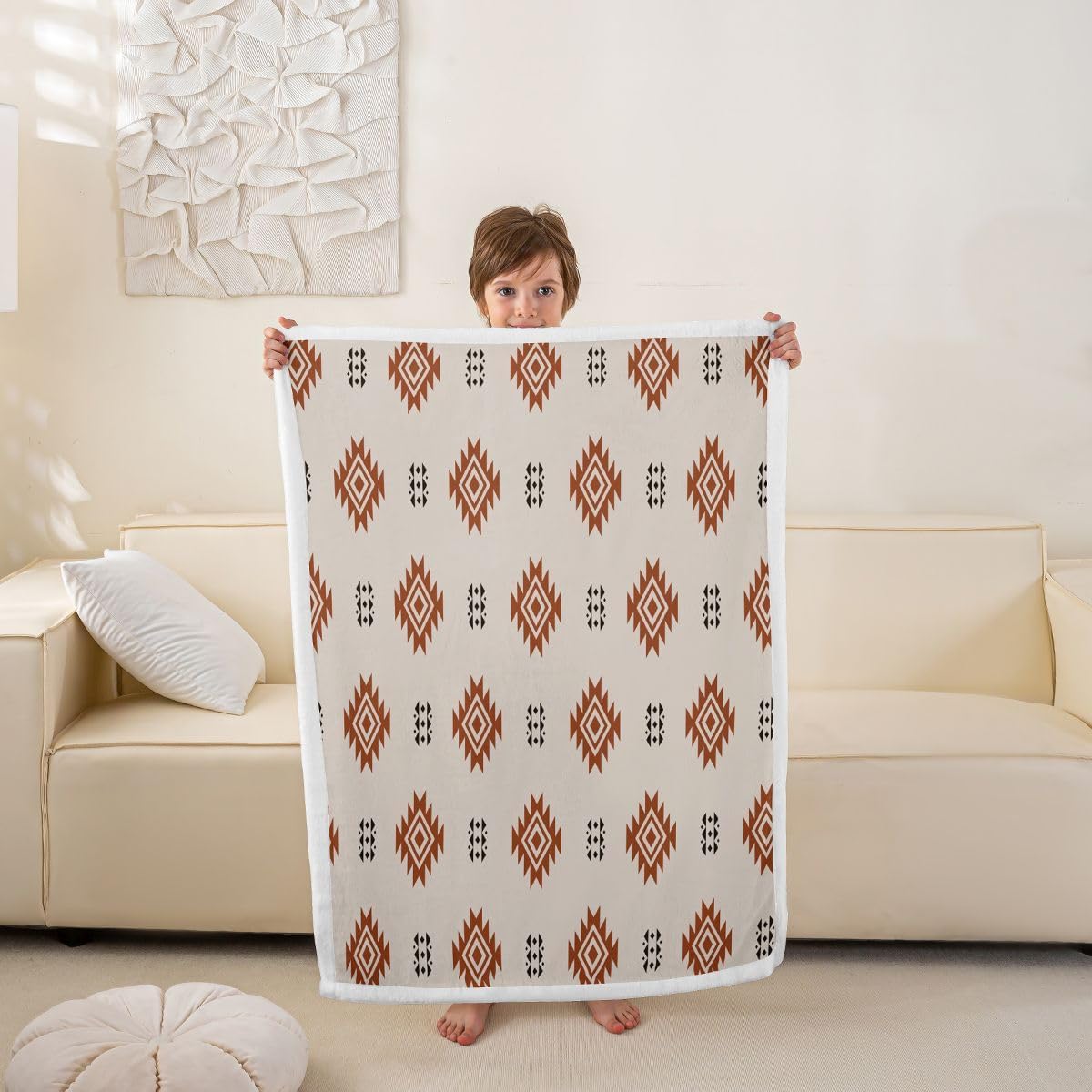 Feelyou Southwestern Sherpa Throw Blanket for Couch Aztec Geometric Stripes Super Soft Cozy Fleece Boho Blanket for Winter, Plush Throw Baby 30"x40" All Season