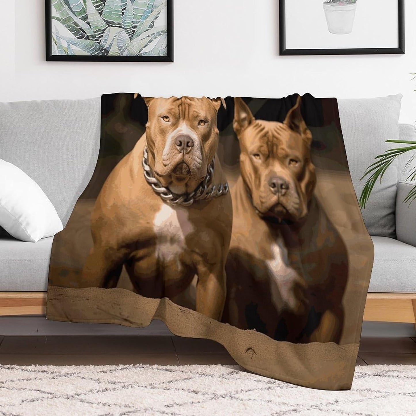 Pitbull Dogs Blanket Super Soft Lightweight Throw Blanket Cute Cozy Warm Bed Blanket Decorative Fuzzy Blanket All-Season Home Decor Gift for Sofa Couch Living Room 50"*60"（130 * 150cm）